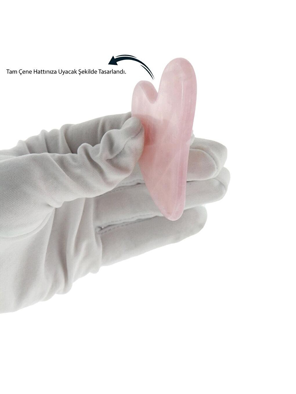 Pembe Kuvars Quartz Face Roller & Guasha Yüz Masaj Aleti Takımı Masaj Taşı Doğaltaş Premium-3