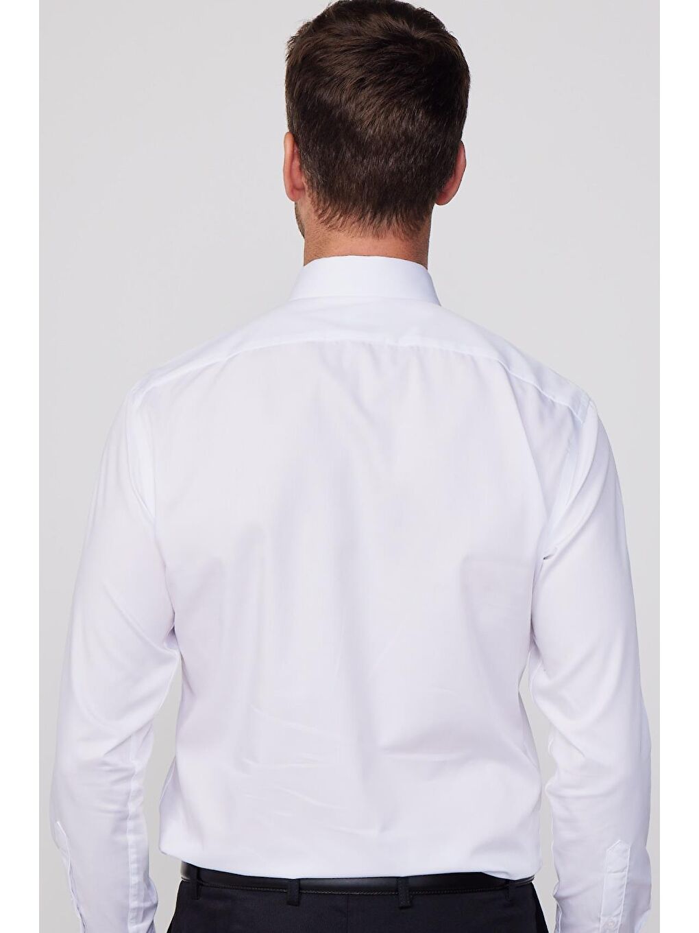 Slim Fit Beyaz Non-Iron %100 Pamuk Ekoteks Belgeli Ütü Gerektirmez Gömlek-4