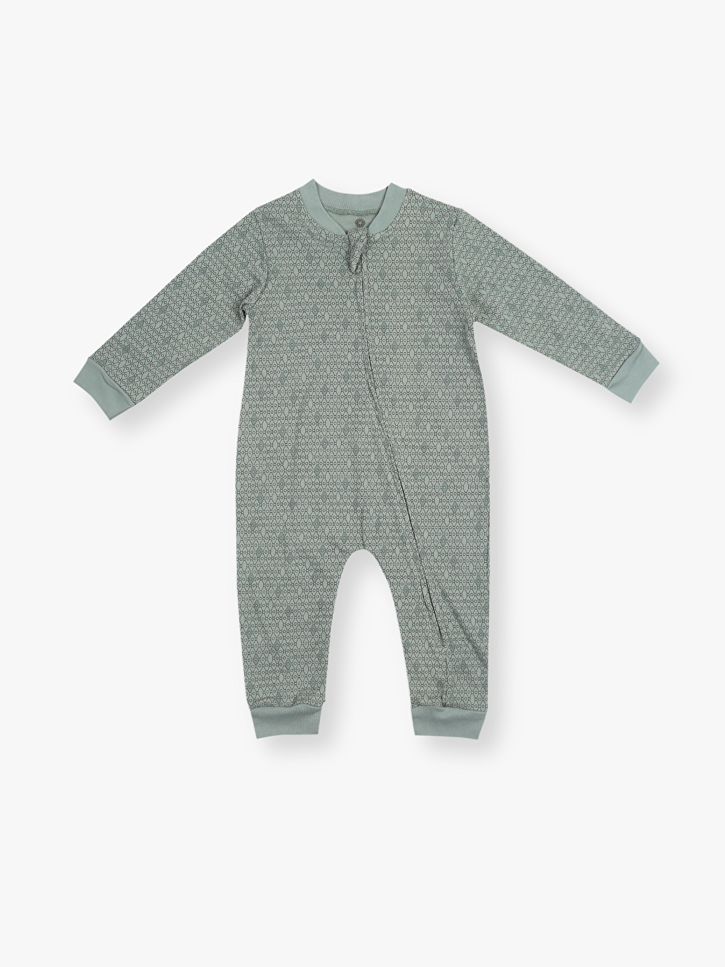 Yeşil Bisiklet Yaka Uzun Kollu Erkek Bebek Fermuarlı Tulum