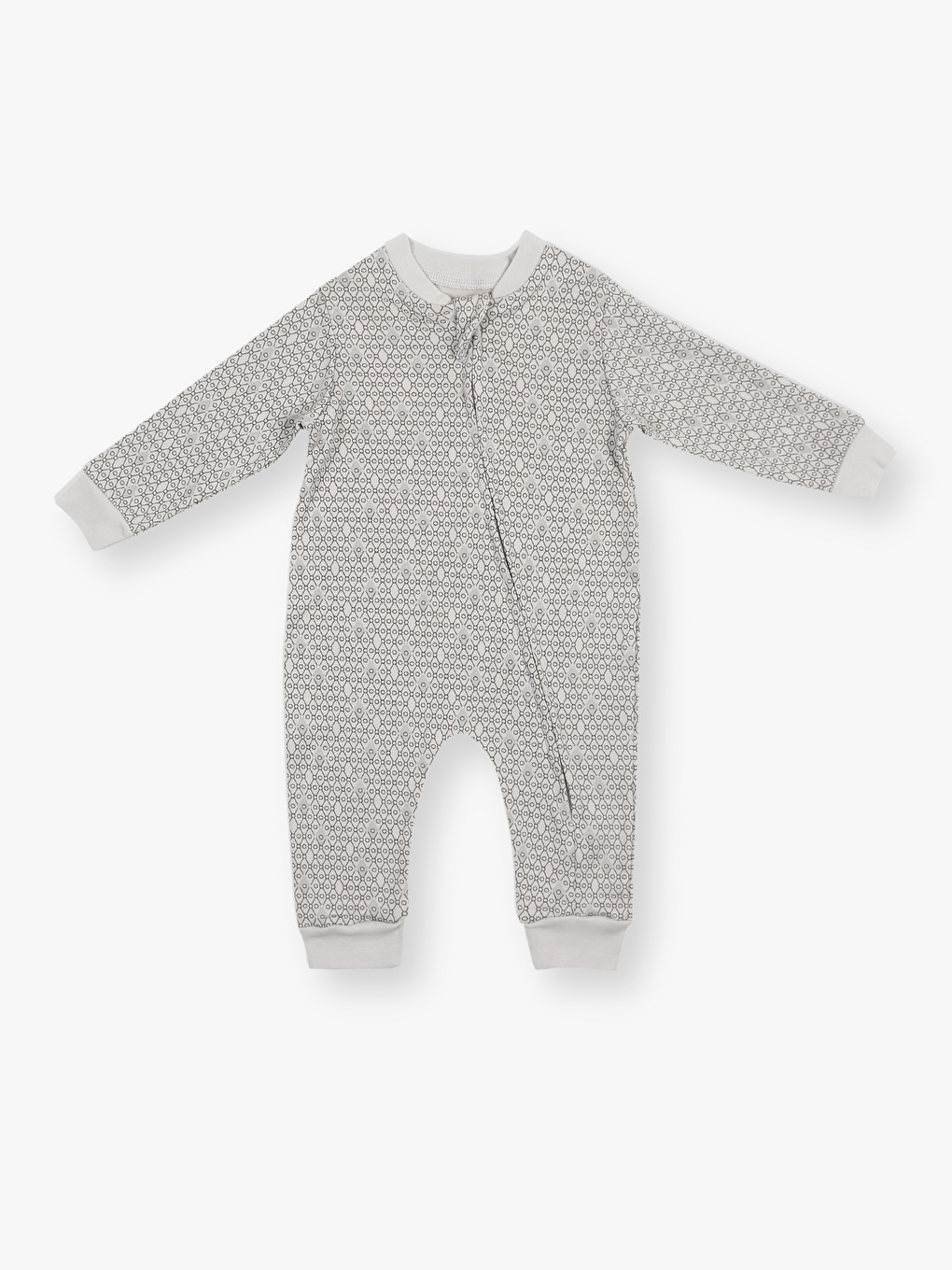 Gri Bisiklet Yaka Uzun Kollu Erkek Bebek Fermuarlı Tulum