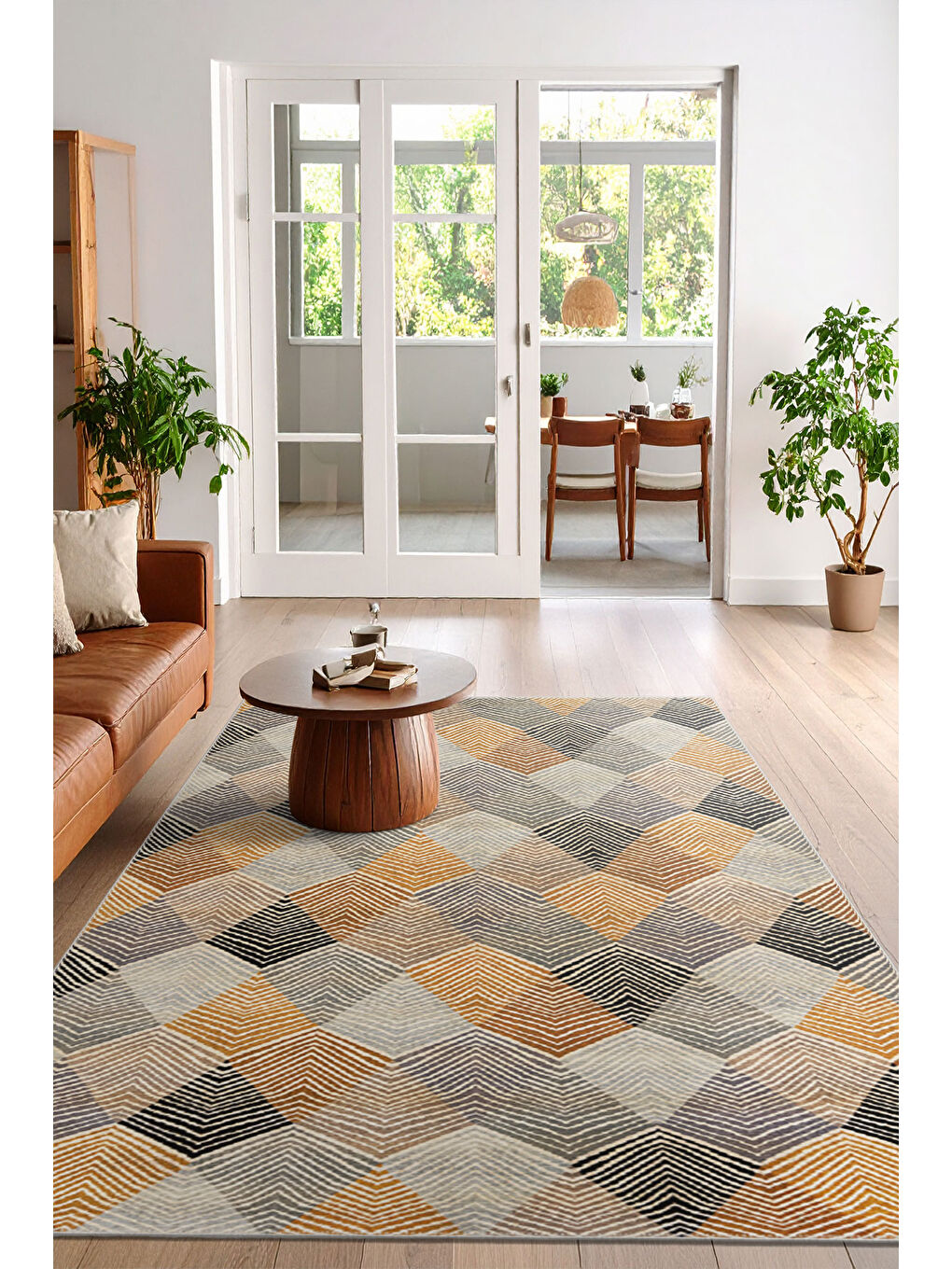 Turuncu Dekoratif Özel Tasarım Yıkanabilir İnce Kaymaz Tabanlı Modern Halı KECE FR30-1