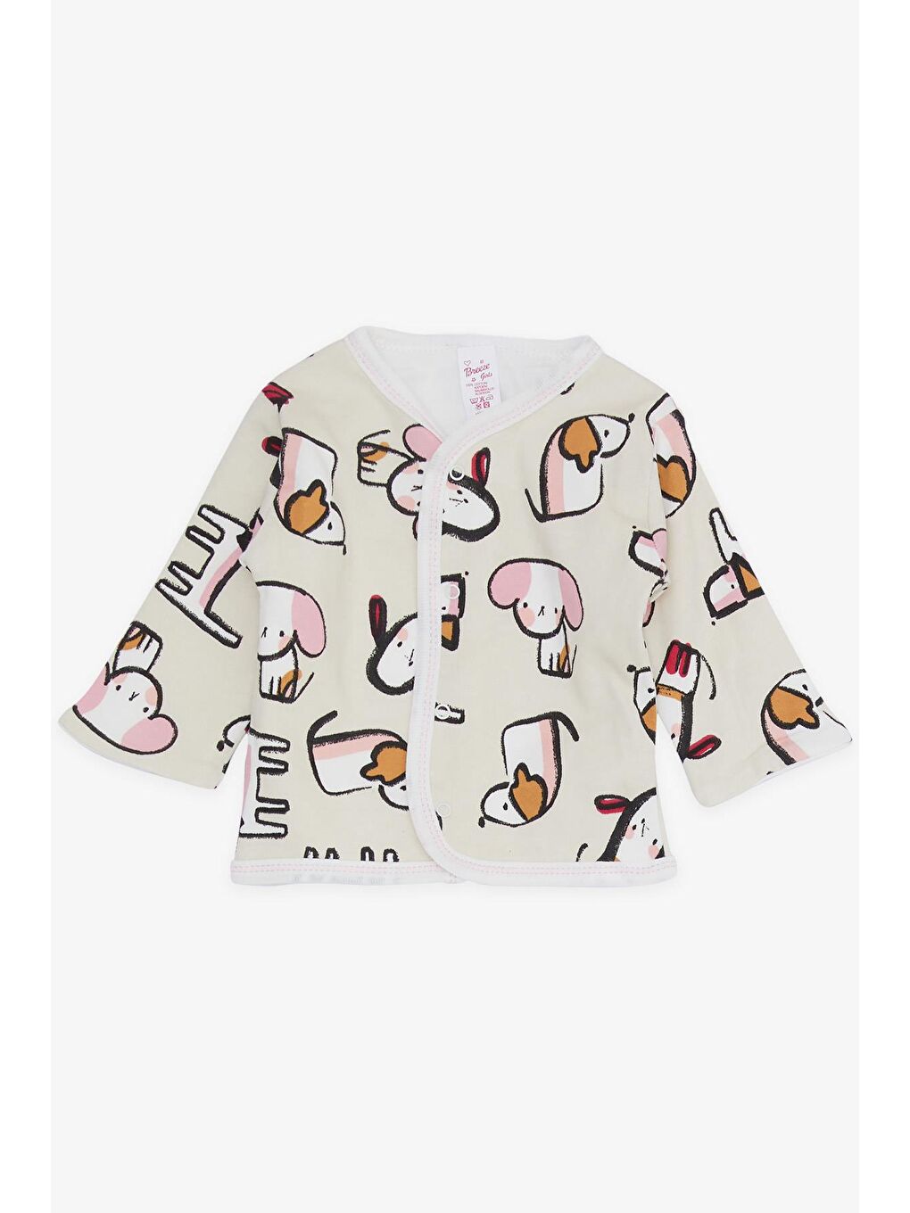 Ekru Kız Bebek Hastane Çıkışı 8 li Düşünceli Köpekçik Desenli Krem (0-3 Ay)-2