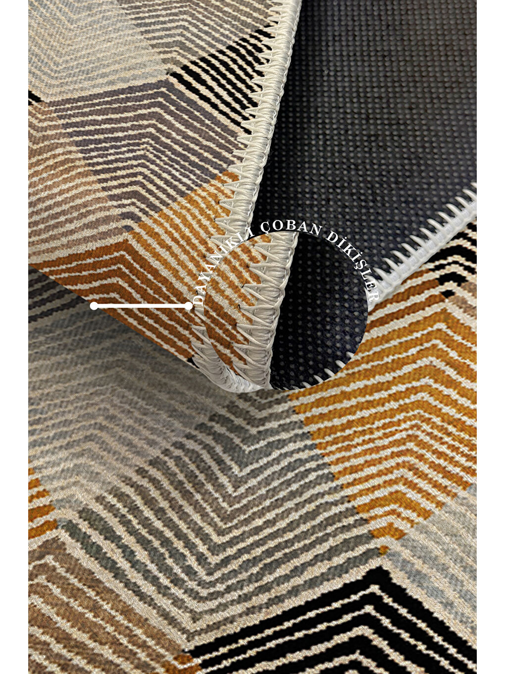 Turuncu Dekoratif Özel Tasarım Yıkanabilir İnce Kaymaz Tabanlı Modern Halı KECE FR30-3
