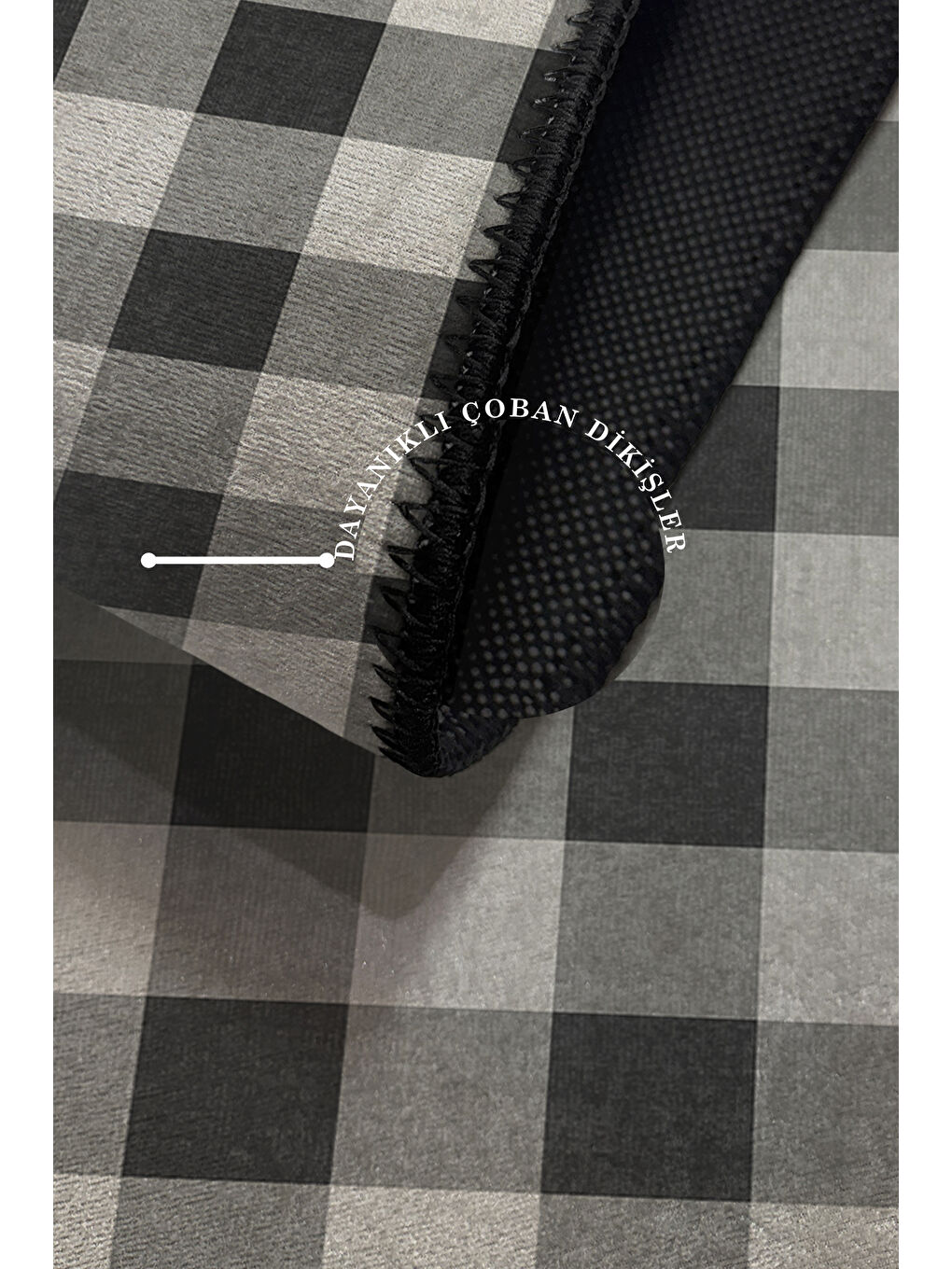 Siyah Dekoratif Özel Tasarım Yıkanabilir İnce Kaymaz Tabanlı Modern Halı KECE FR31-3