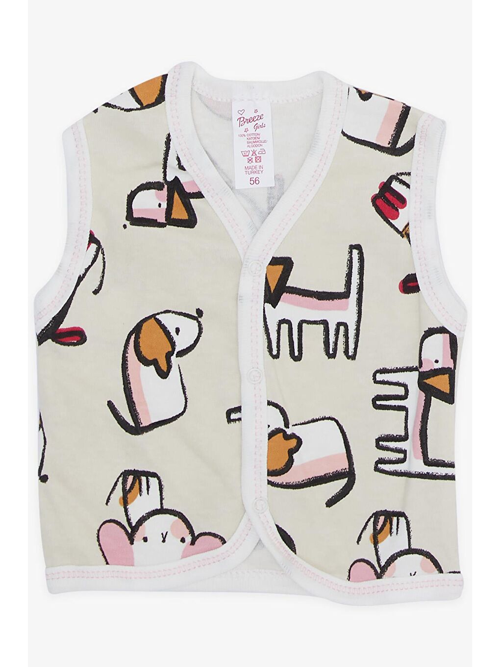 Ekru Kız Bebek Hastane Çıkışı 8 li Düşünceli Köpekçik Desenli Krem (0-3 Ay)-4