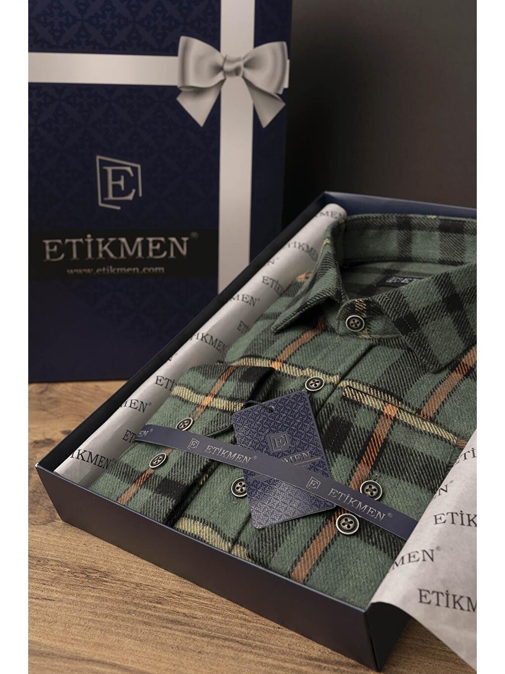 Yeşil Turuncu Çizgili SlimFit %100 Pamuk Erkek Oduncu Gömlek-6