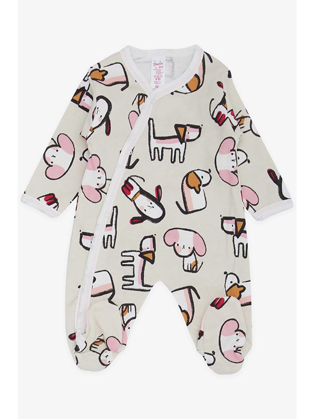 Ekru Kız Bebek Hastane Çıkışı 8 li Düşünceli Köpekçik Desenli Krem (0-3 Ay)-5