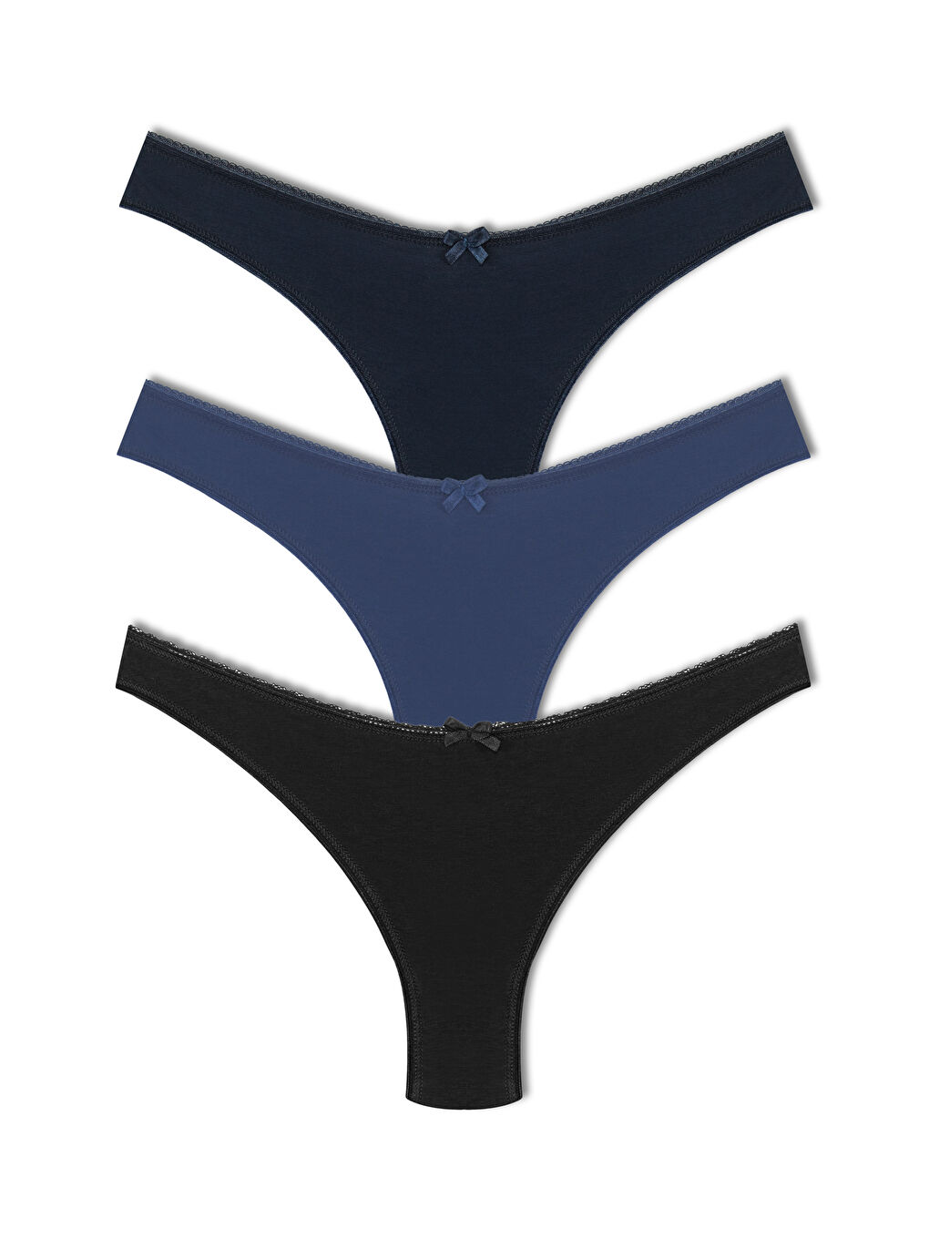 Lacivert Pamuklu Yüksek Bel Brazil Kadın Külot 3'lü