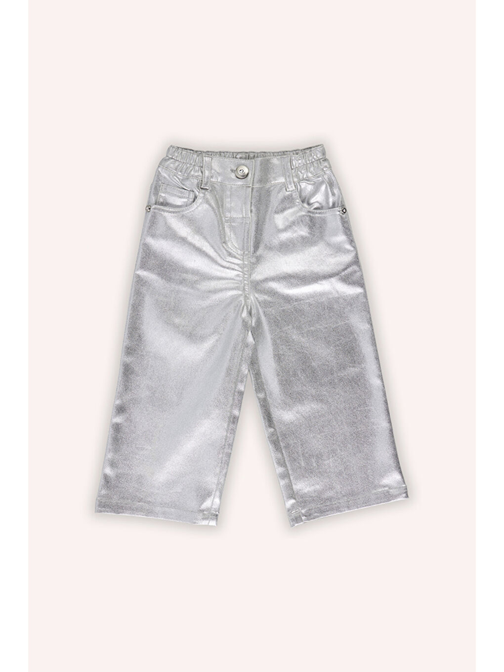 Kız Bebek Gümüş Varak Gri Jean Pantolon