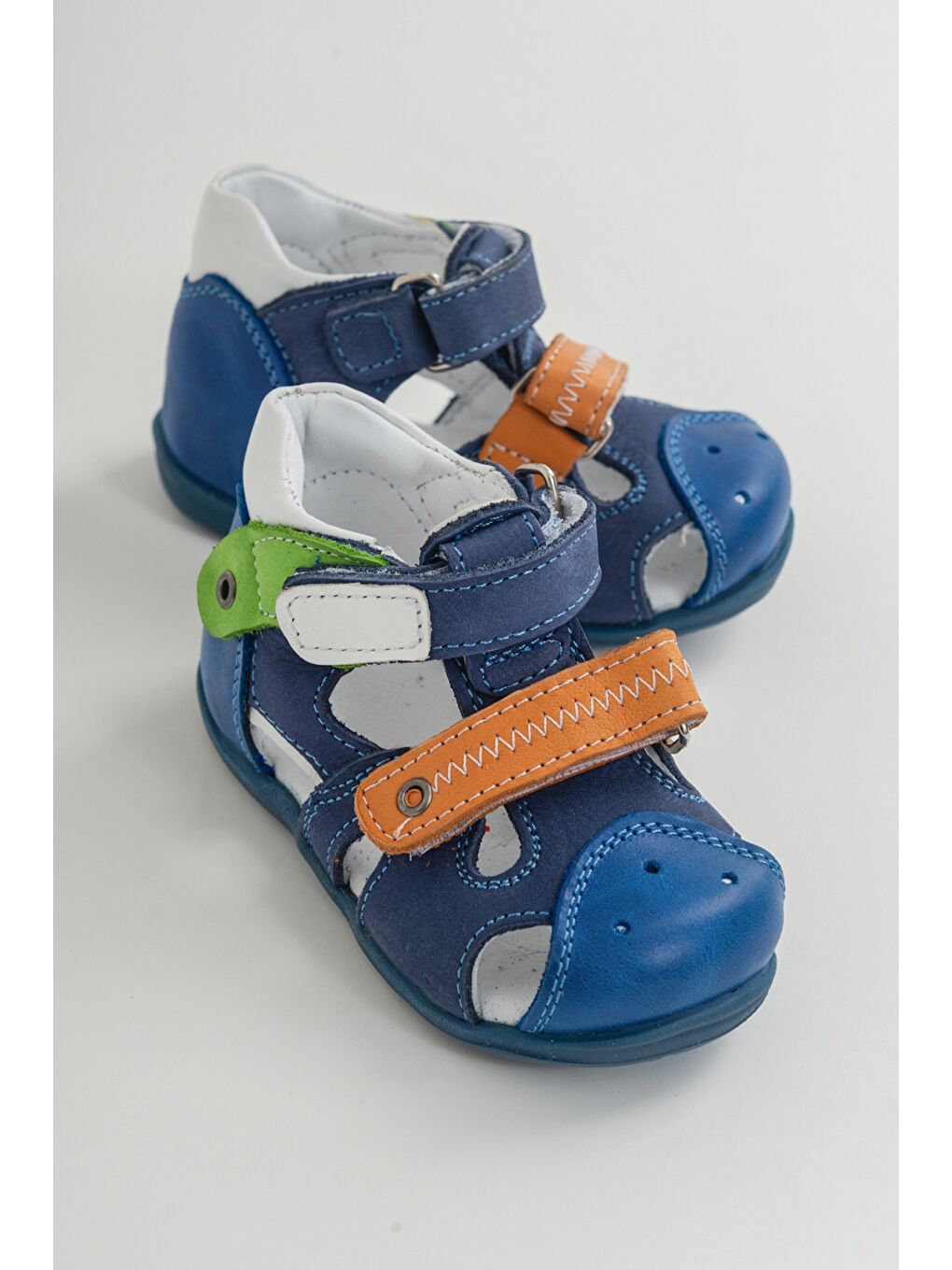Mavi Erkek Çocuk Jean Deri Ortopedik Destekli İlk Adım Ayakkabı-1