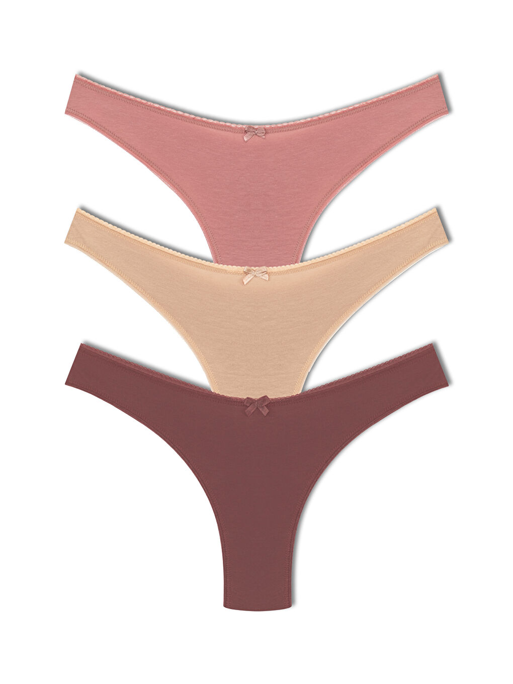 Kahverengi Pamuklu Yüksek Bel Brazil Kadın Külot 3'lü