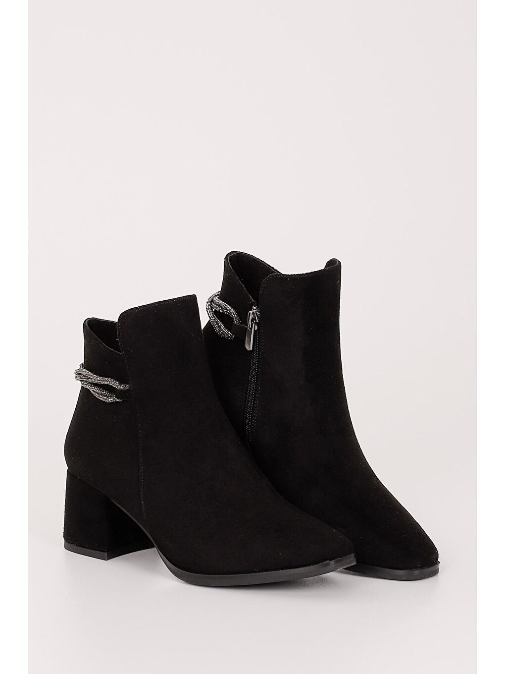 Siyah SİYAH  Kalın Topuklu Fermuarlı Kadın Günlük Bot 35105