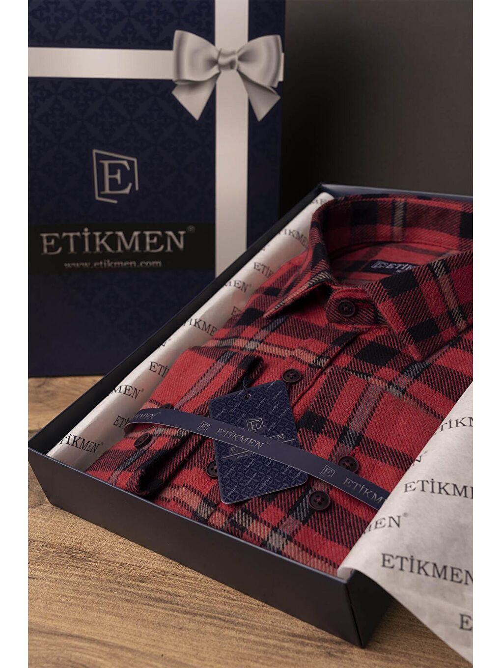 Kırmızı Mavi Çizgili SlimFit %100 Pamuk Erkek Oduncu Gömlek-5