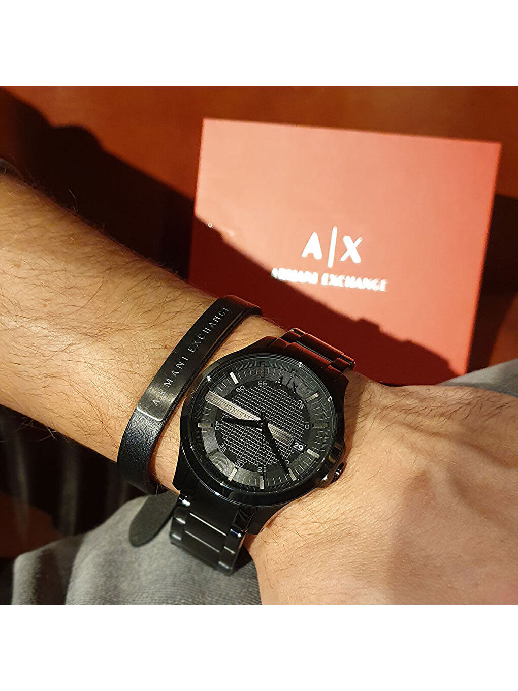 Siyah AX7101 Erkek Kol Saati ve Bileklik Seti-5