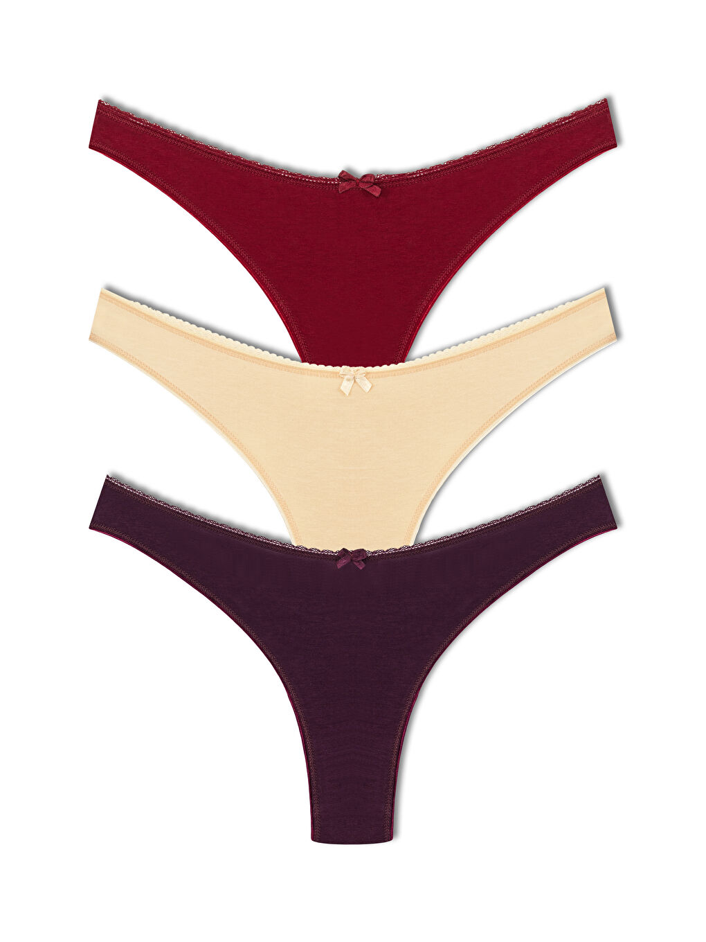 Mor Pamuklu Yüksek Bel Brazil Kadın Külot 3'lü