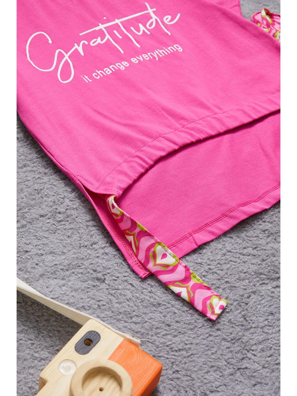 Kız Çocuk Pembe Yazılı Pantolonlu Bluz Takım 15270-2