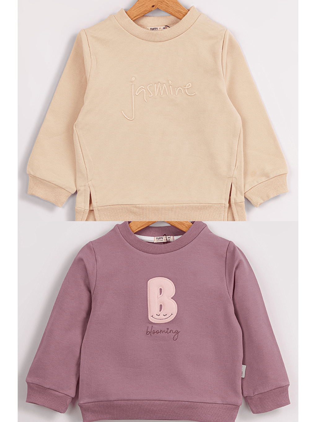 Ekru Kız Çocuk 2'li Paket Basic Sweatshirt-7