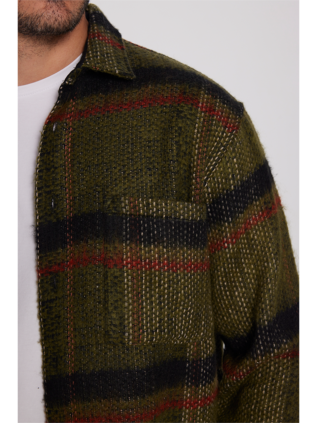 Karışık Erkek Relax Fit Rahat Kesim Tek Cepli Kareli Kışlık Oduncu Gömlek-1