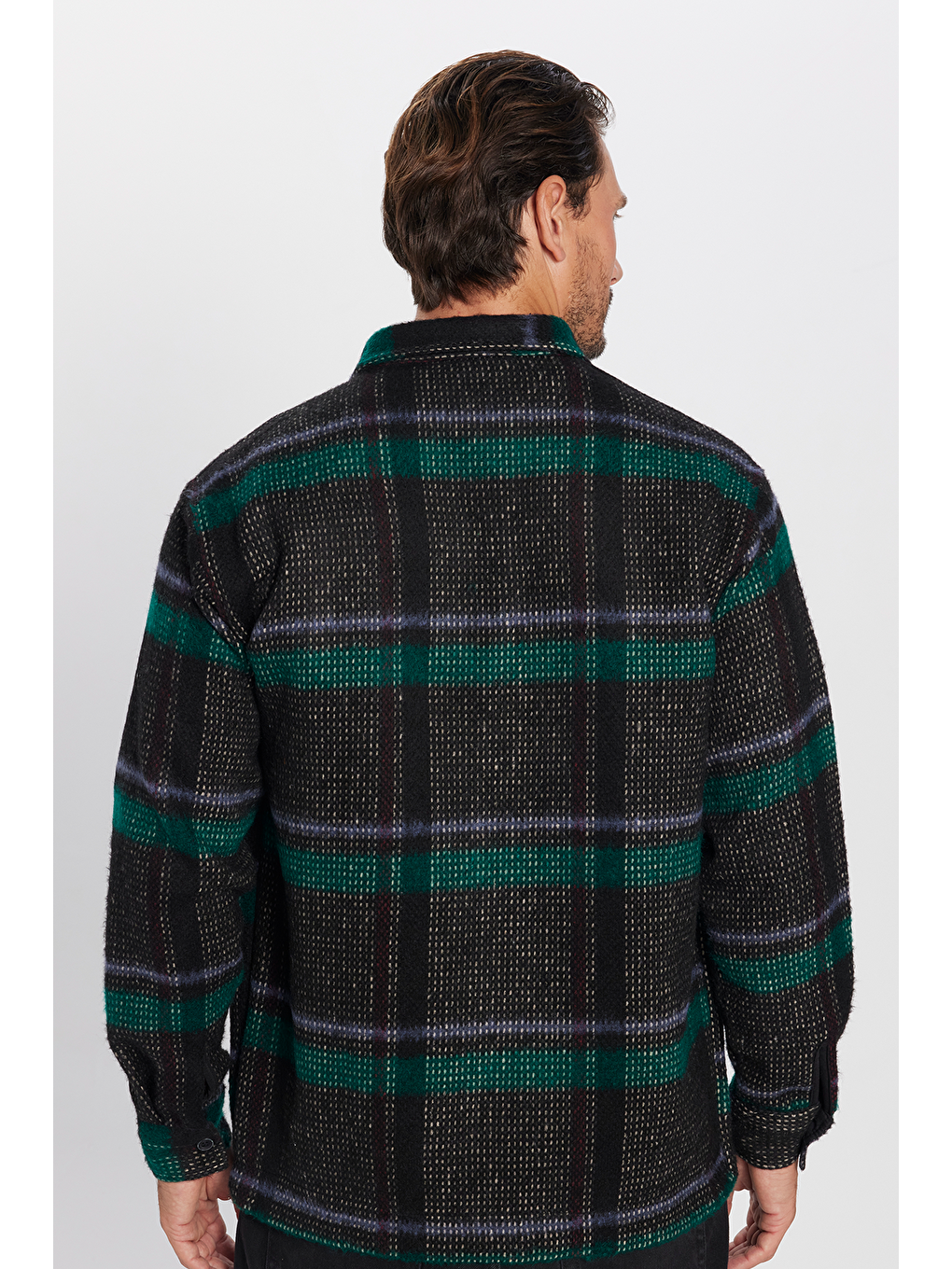 Karışık Erkek Relax Fit Rahat Kesim Tek Cepli Kareli Kışlık Oduncu Gömlek-2