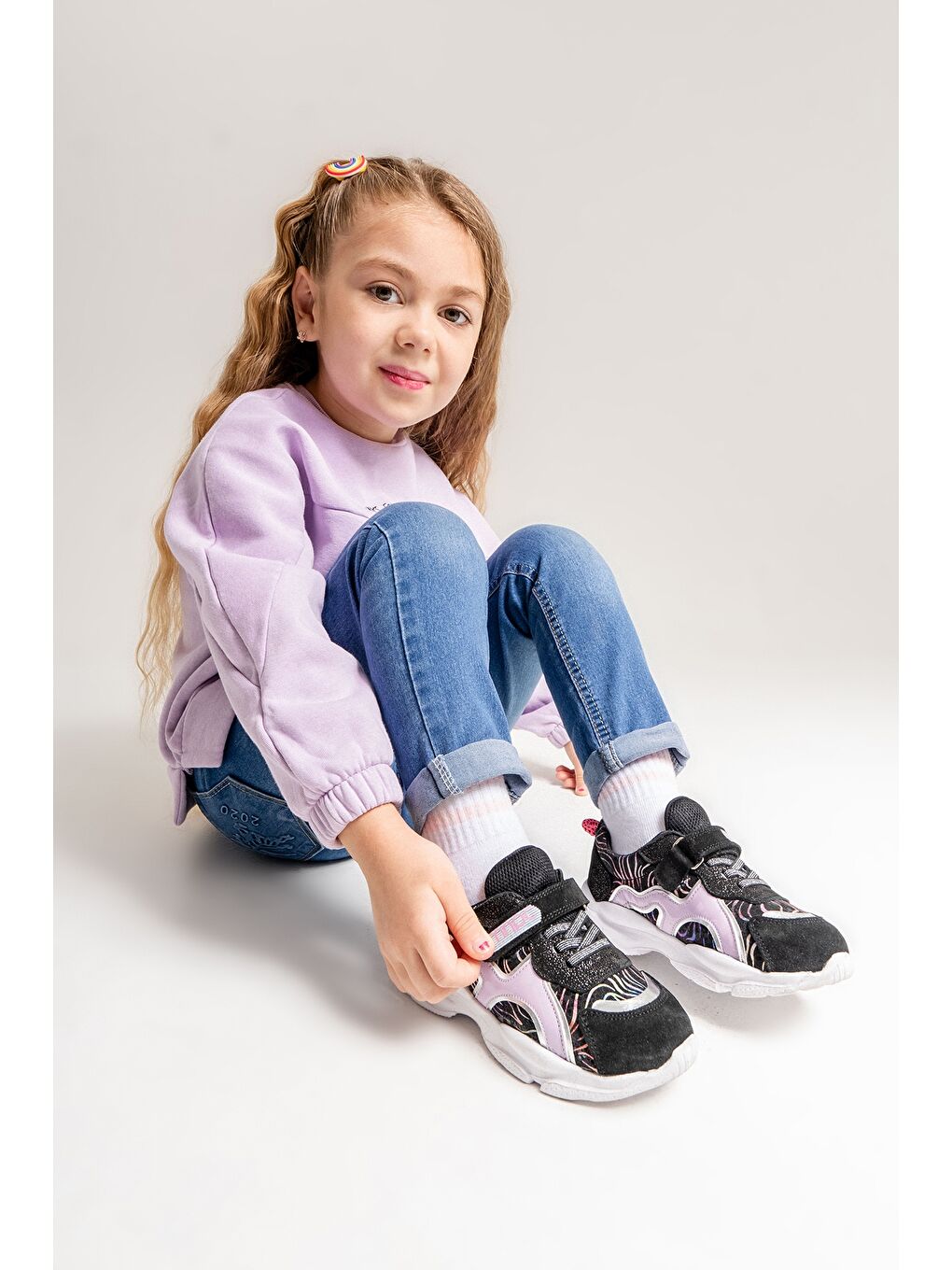 Kız Çocuk Siyah Hakiki Deri Anatomik Günlük Ayakkabı