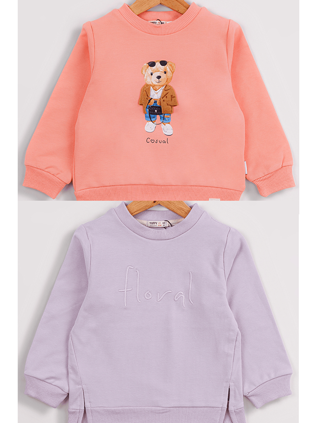 MİSSTUFFY Lila Kız Çocuk 2'li Paket Basic Sweatshirt