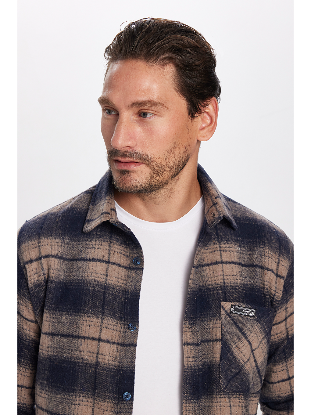 Karışık Erkek Slim Fit Dar Kesim Oduncu Tek Cep Kareli Kışlık Gömlek-1