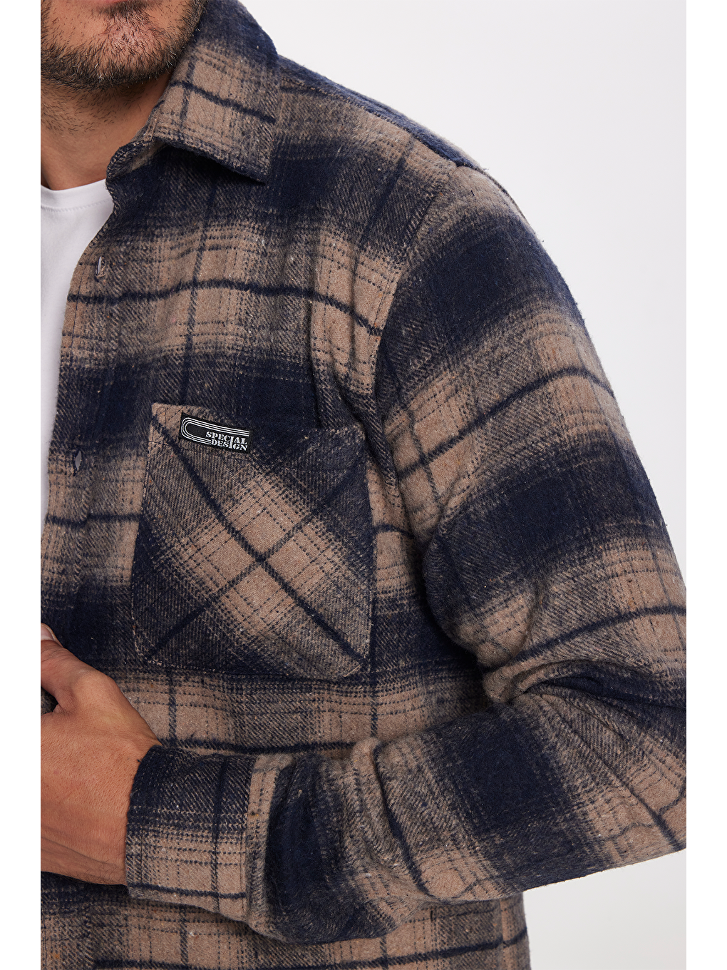 Karışık Erkek Slim Fit Dar Kesim Oduncu Tek Cep Kareli Kışlık Gömlek-2