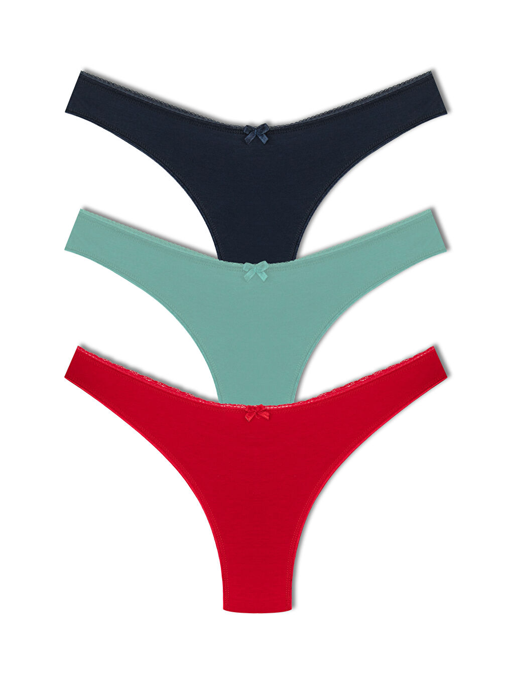 Lacivert Pamuklu Yüksek Bel Brazil Kadın Külot 3'lü