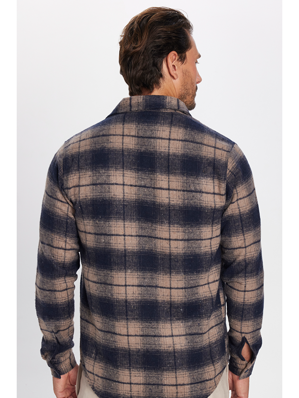 Karışık Erkek Slim Fit Dar Kesim Oduncu Tek Cep Kareli Kışlık Gömlek-4