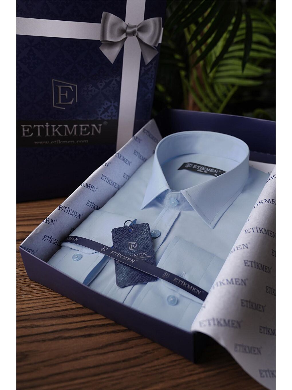 Kolay Ütülenebilir Dakron Düz Mavi Slimfit Erkek Gömlek-3