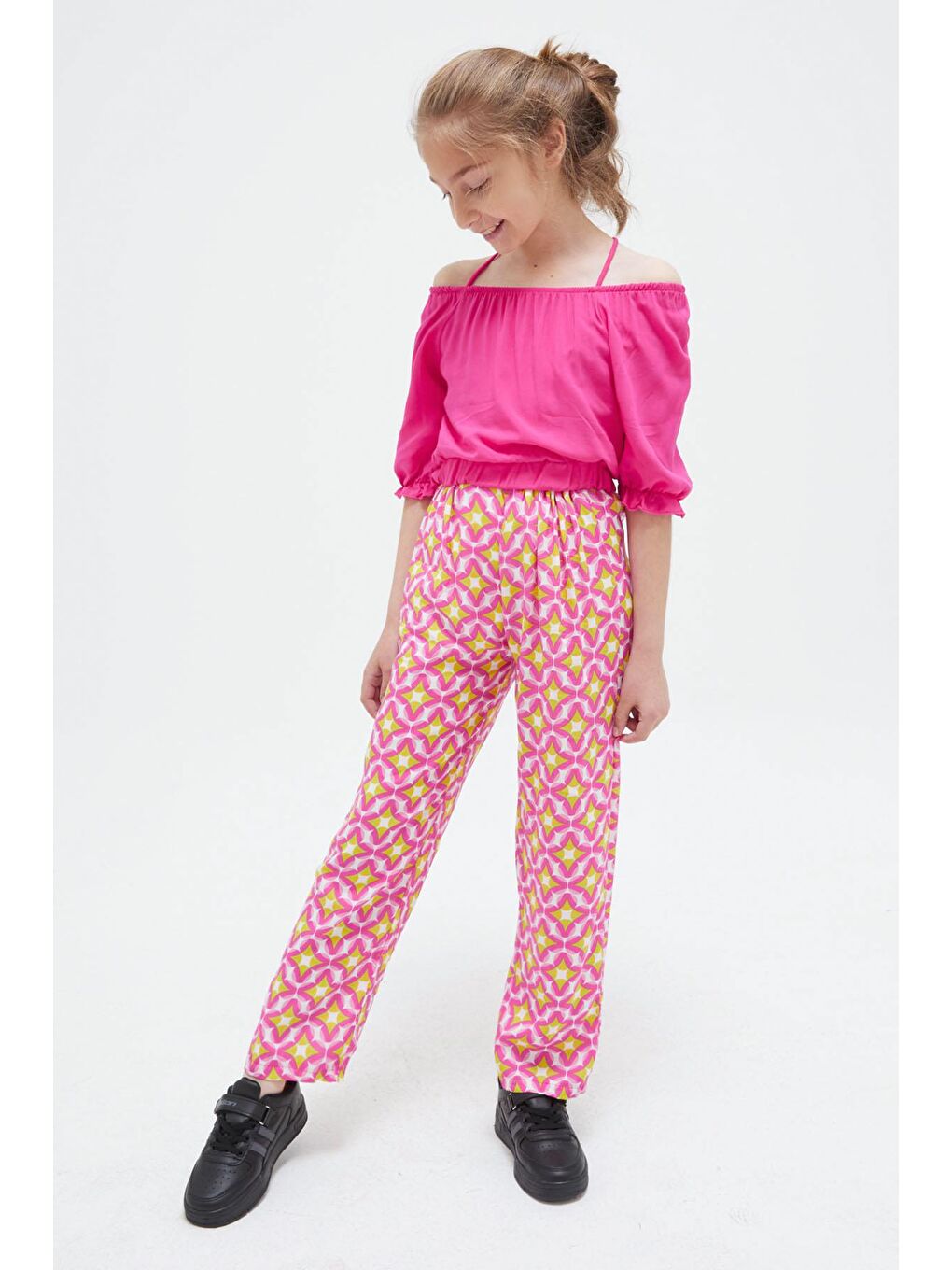 Pembe Askılı Bluzlu Pantolonlu Kız Çocuk Takım 15410-2