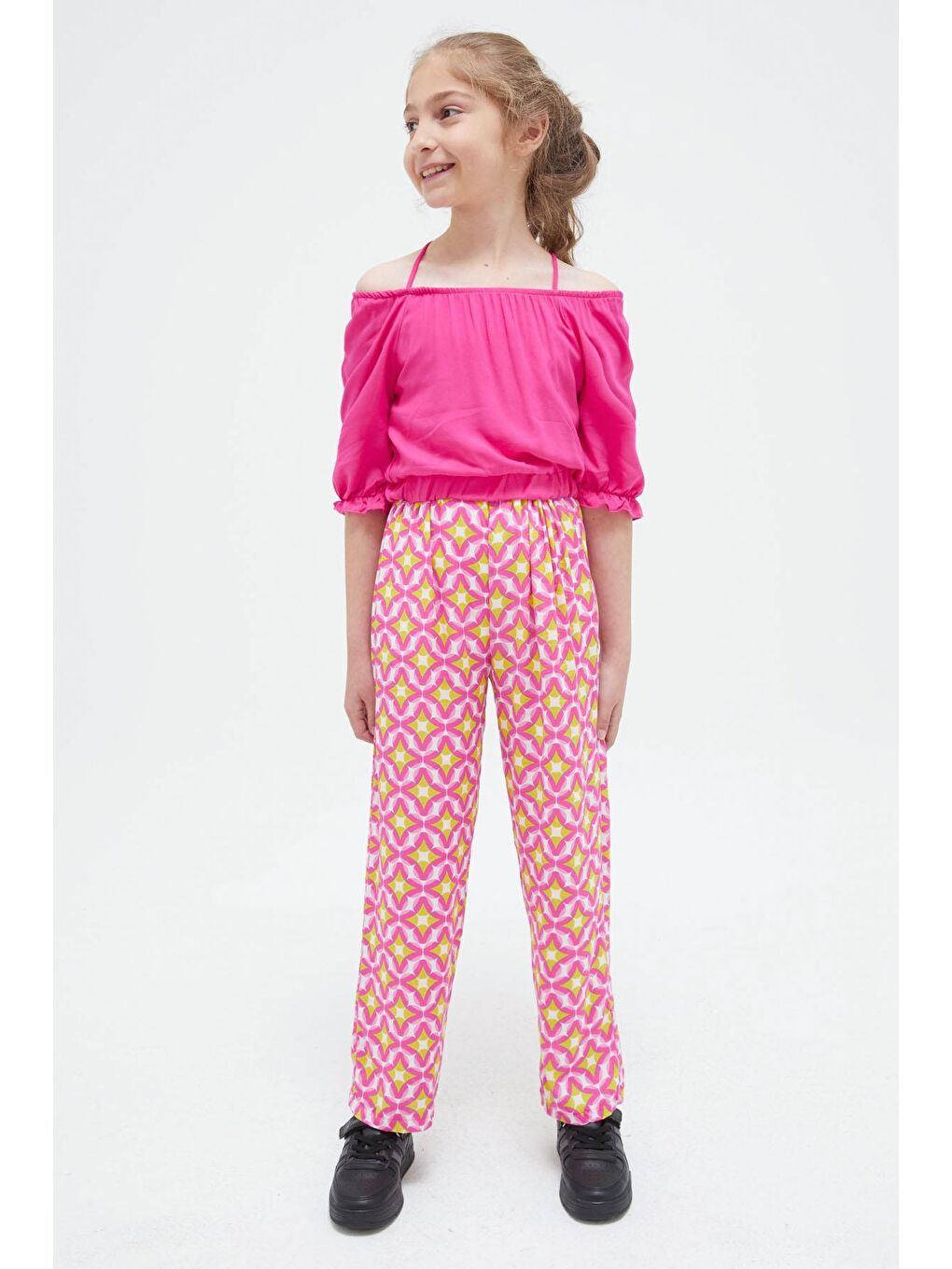 Pembe Askılı Bluzlu Pantolonlu Kız Çocuk Takım 15410-3