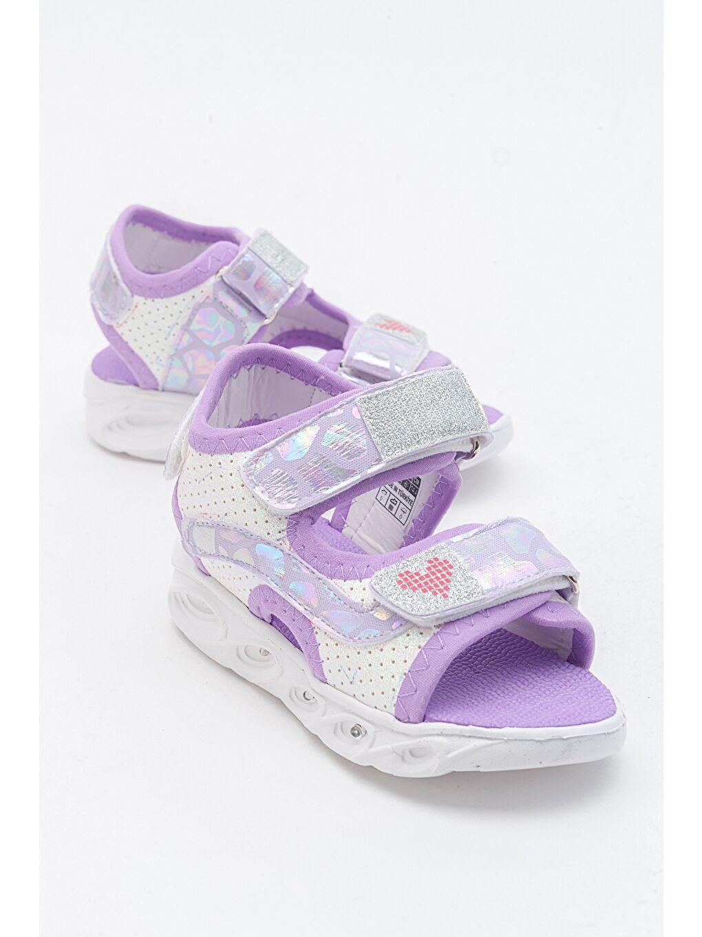 Kız Çocuk Beyaz-Lila Işıklı Anatomik Hafif Günlük Sandalet