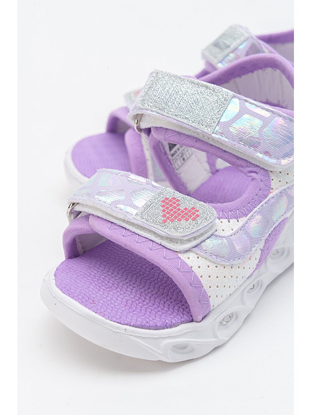 Kız Çocuk Beyaz-Lila Işıklı Anatomik Hafif Günlük Sandalet-1