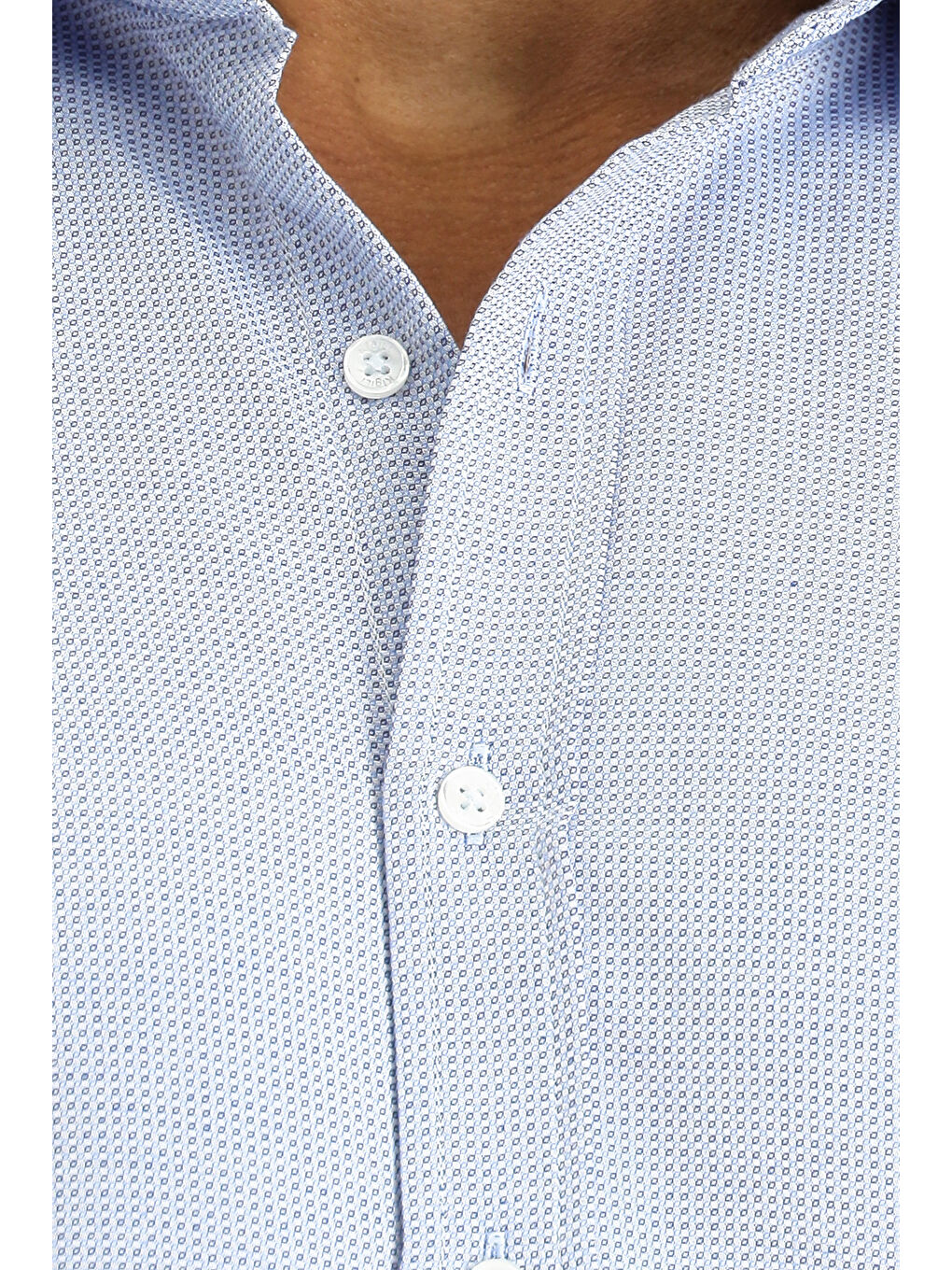 Mavi Uzun Kol Slim Fit Dar Kesim Klasik Desenli Pamuklu Kolay Ütülenebilir Gömlek-4