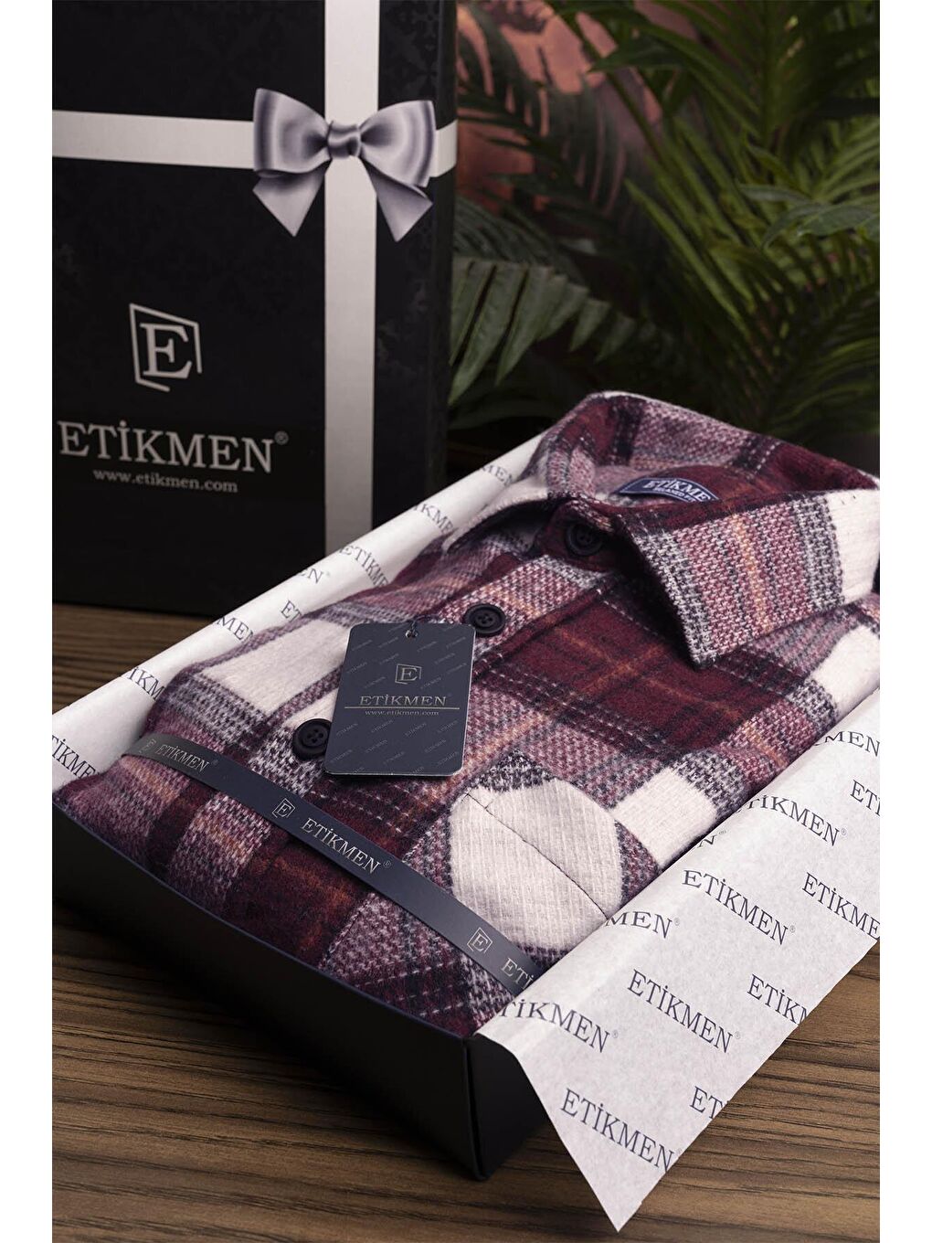 Kırmızı Kiraz Beyaz Geçişli Oversize (Geniş Kalıp) Kalın %100 Pamuk Erkek Oduncu Gömlek-6