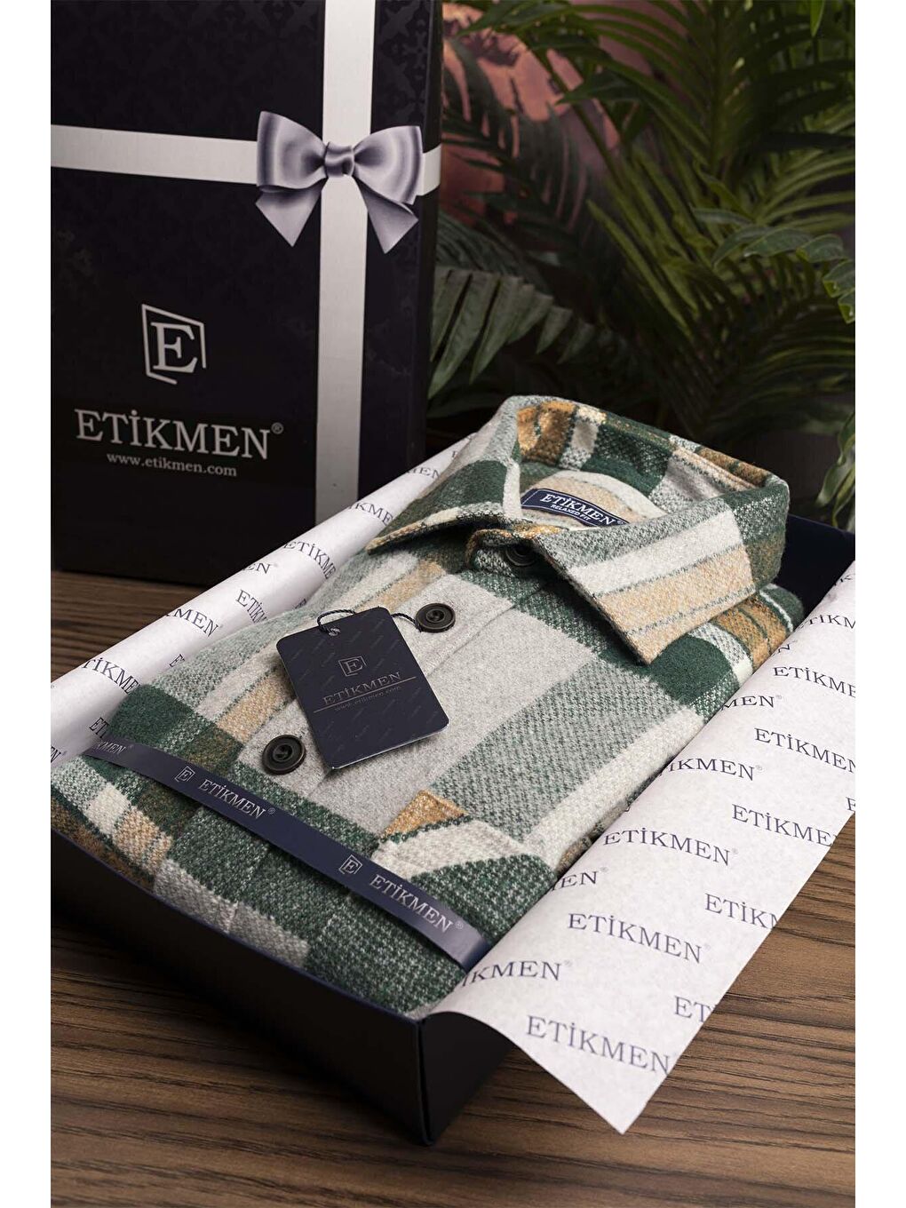 Gri Yeşil Geçişli Oversize ( Geniş Kalıp ) Kalın %100 Pamuk Erkek Oduncu Gömlek-6