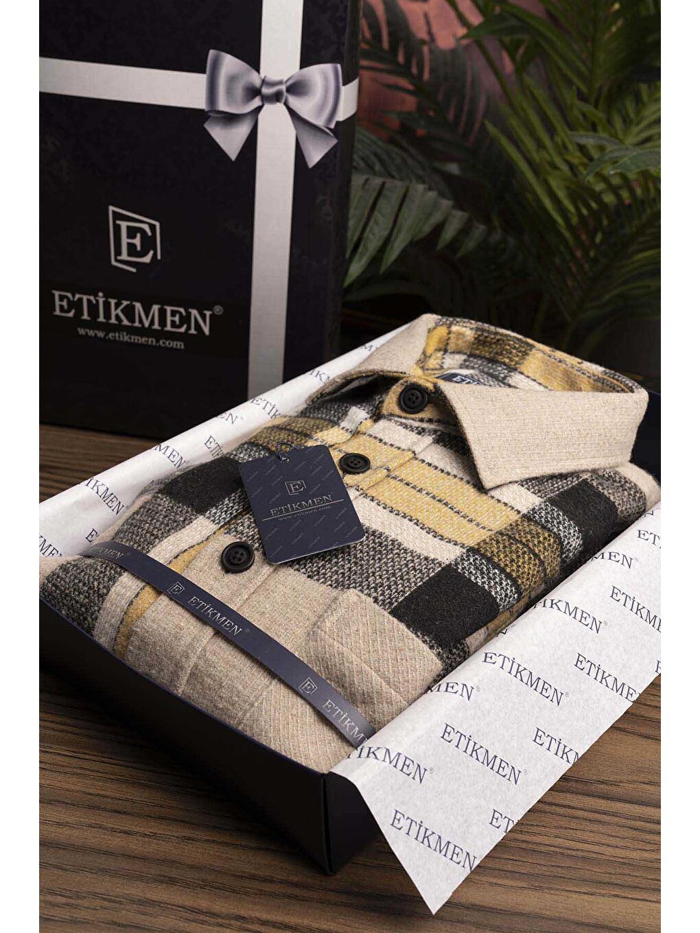 Sarı Siyah Geçişli Oversize (Geniş Kalıp) Kalın %100 Pamuk Erkek Oduncu Gömlek-6