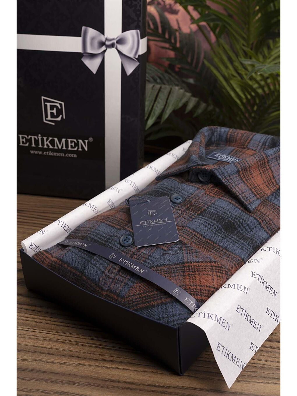 Mavi Turuncu Geçişli Kalın Oversize %100 Pamuk Erkek Oduncu Gömlek-6