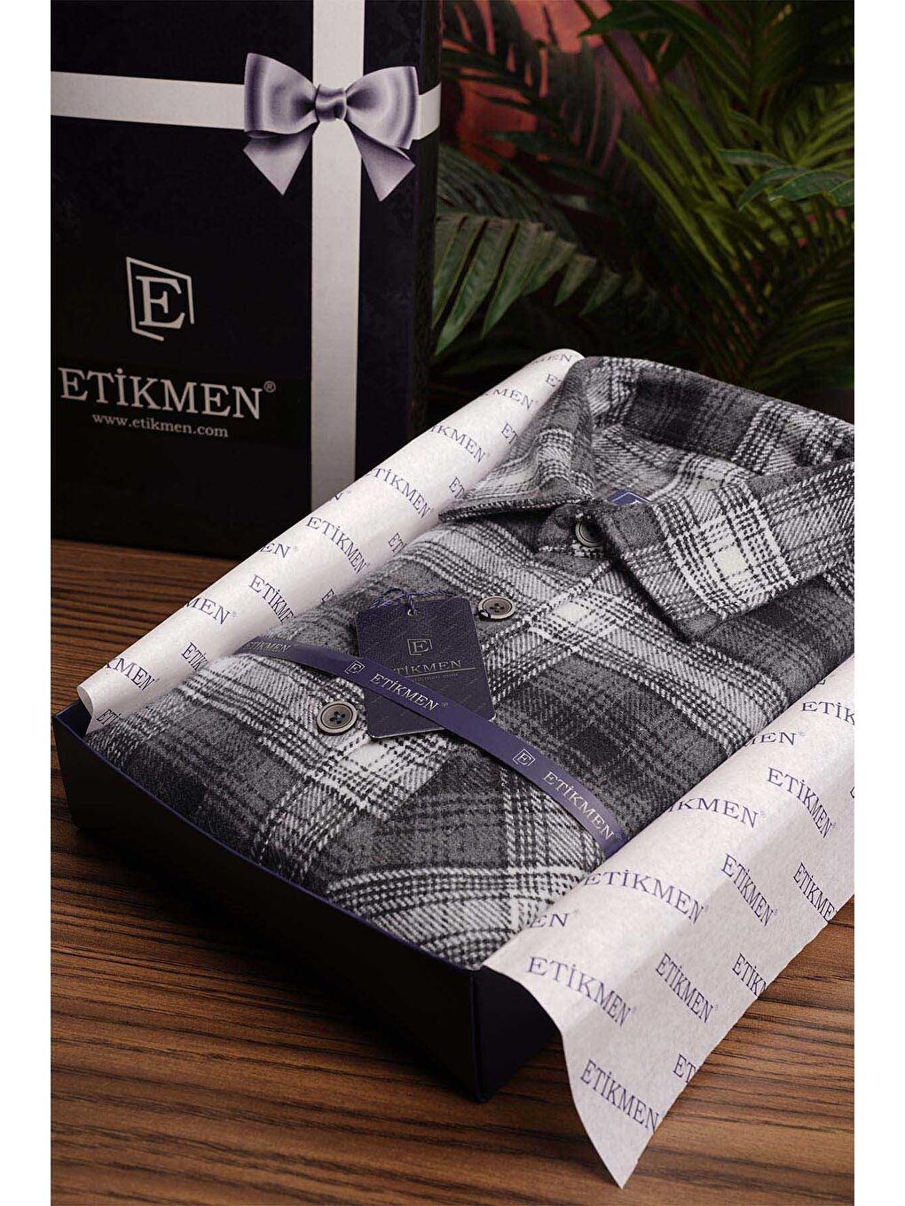 Gri Beyaz Geçişli Oversize (Geniş Kalıp) Kalın %100 Pamuk Erkek Oduncu Gömlek-6