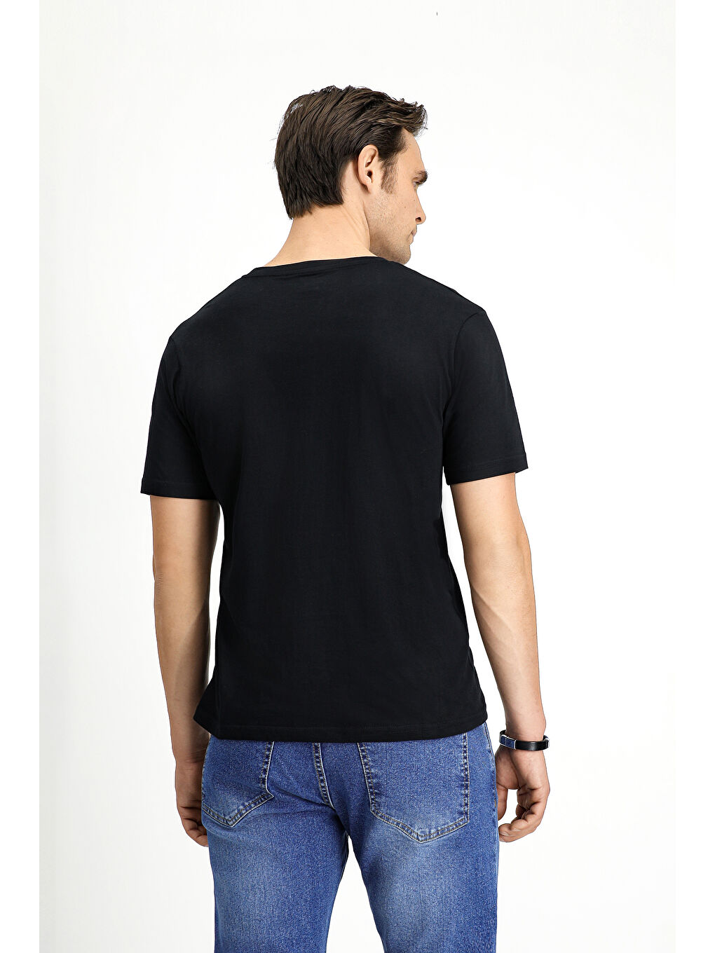 Beyaz Bisiklet Yaka Slim Fit Dar Kesim Pamuk 3'lü %100 Pamuk Tişört Seti-2