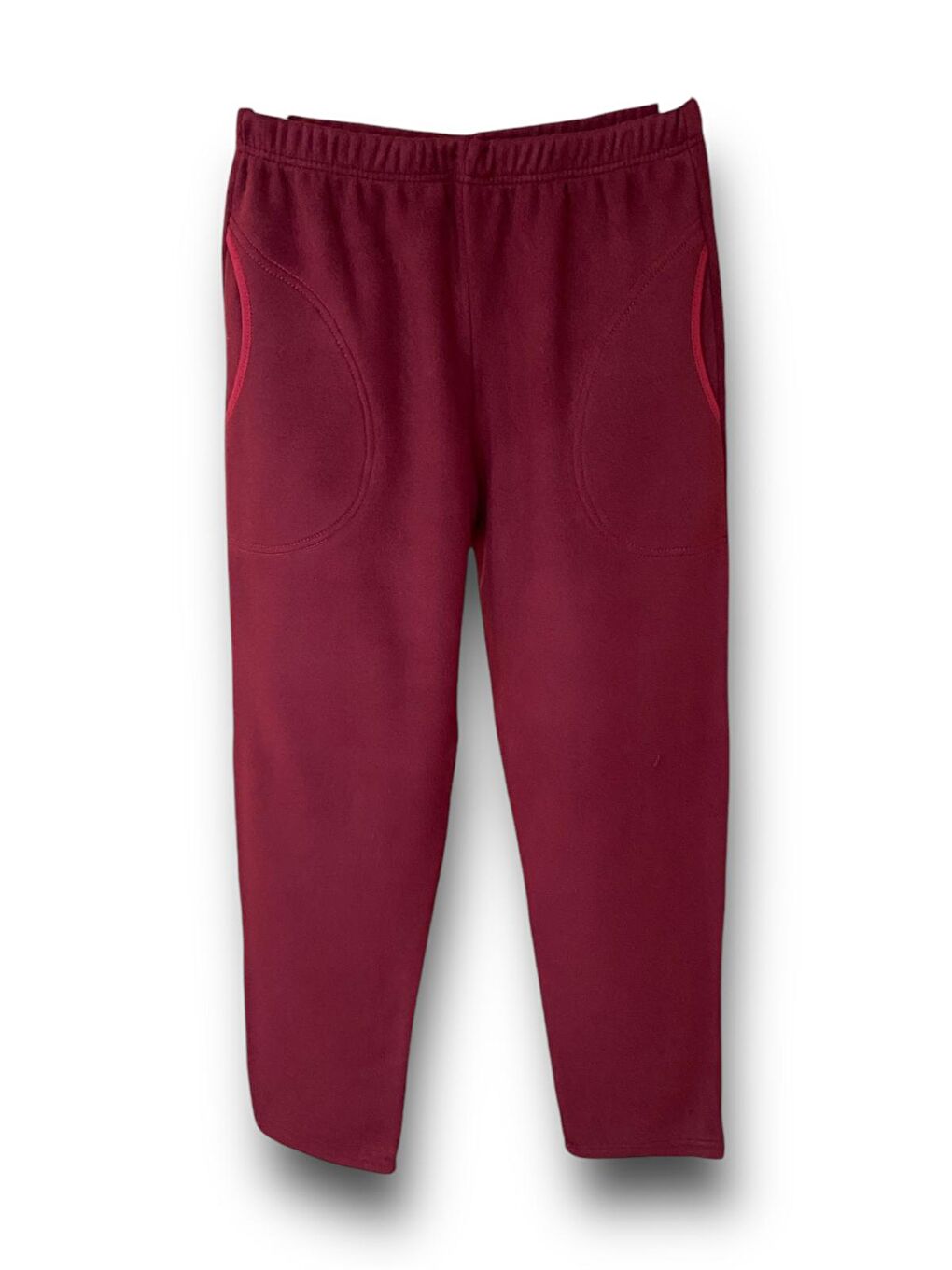 Kadın Bordo Polar Cepli Kışlık Kalın Pijama Altı