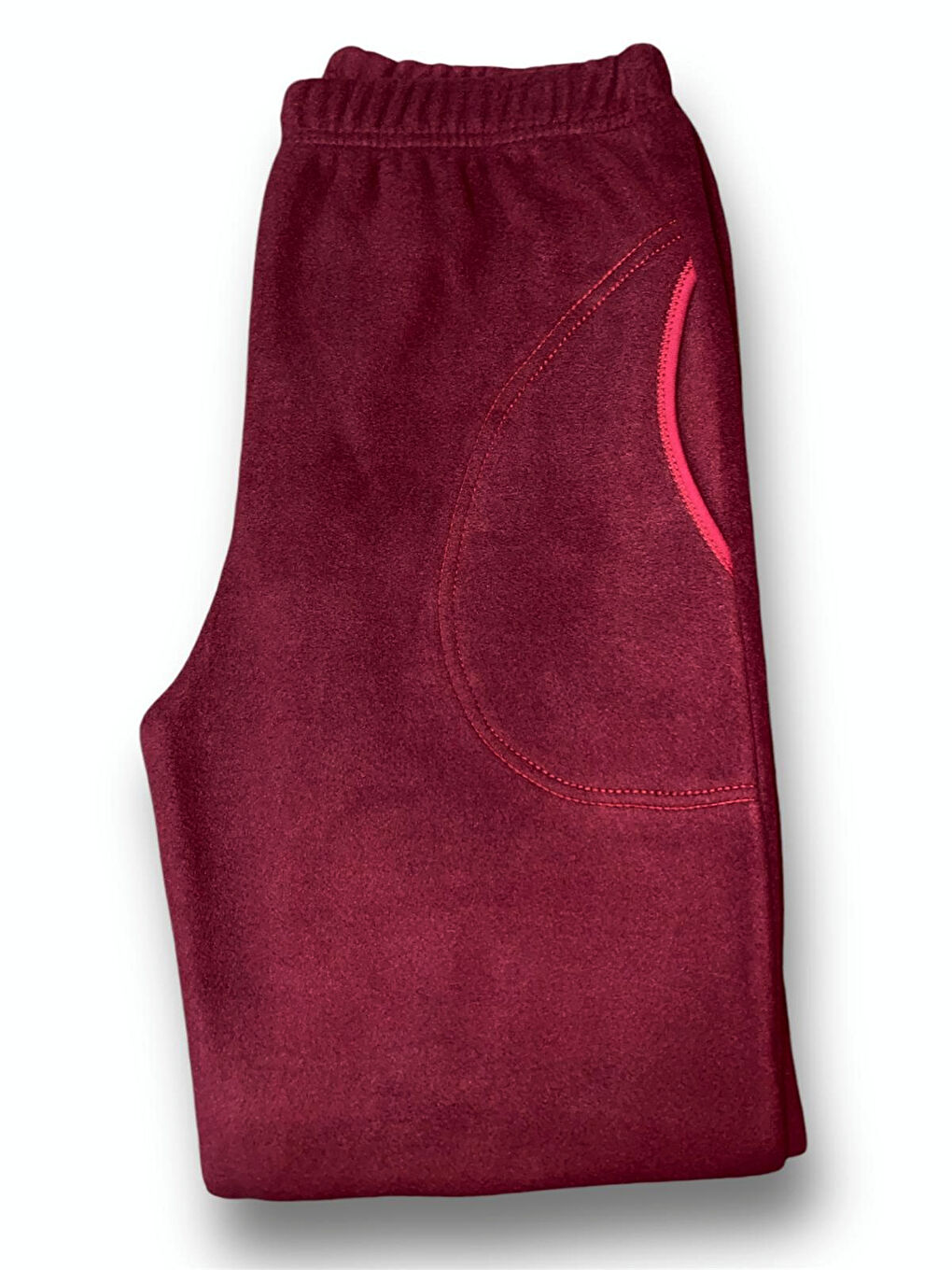 Kadın Bordo Polar Cepli Kışlık Kalın Pijama Altı-1