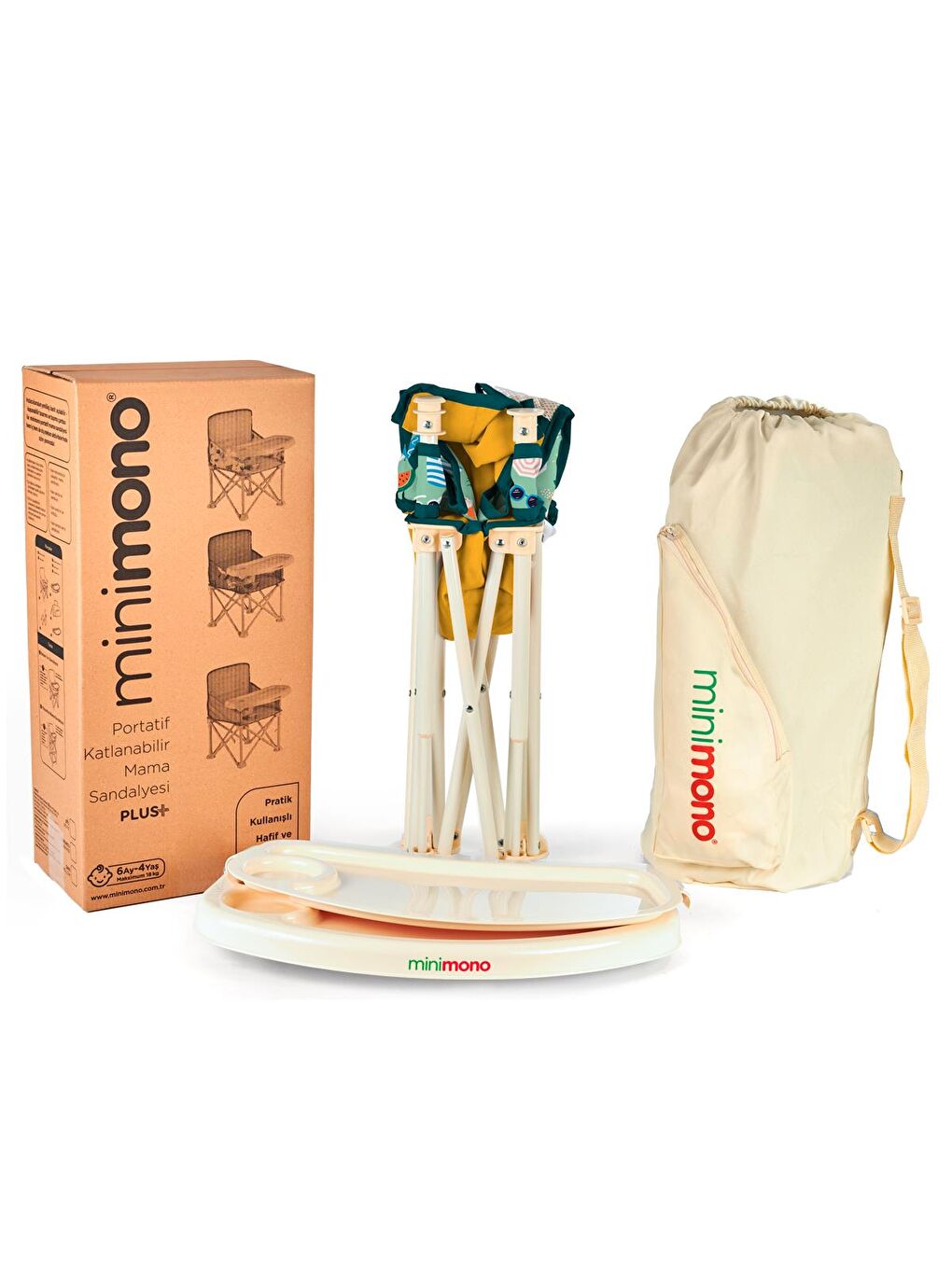 Büyük Boy Katlanır Portatif Mama Sandalyesi - Sarı-1