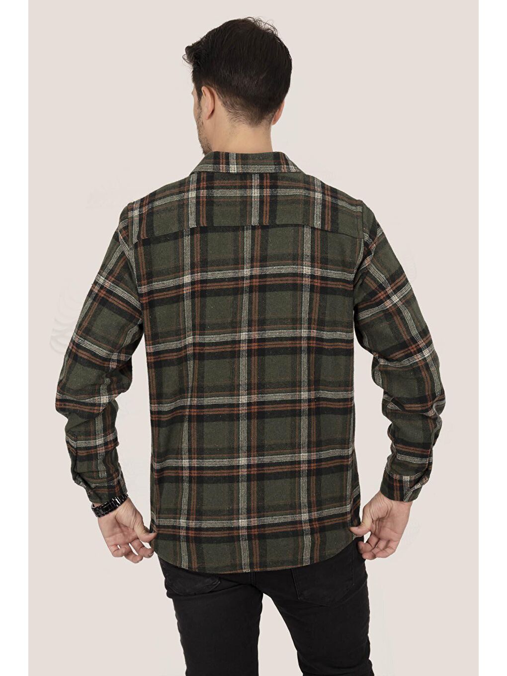 Yeşil Oversize (Geniş Kalıp) Kalın Oduncu Erkek Gömlek-5