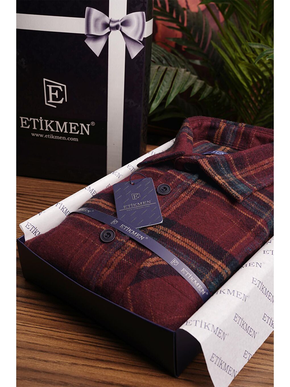 Bordo Sarı Çizgili Oversize (Geniş Kalıp) Kalın %100 Pamuk Erkek Oduncu Gömlek-6