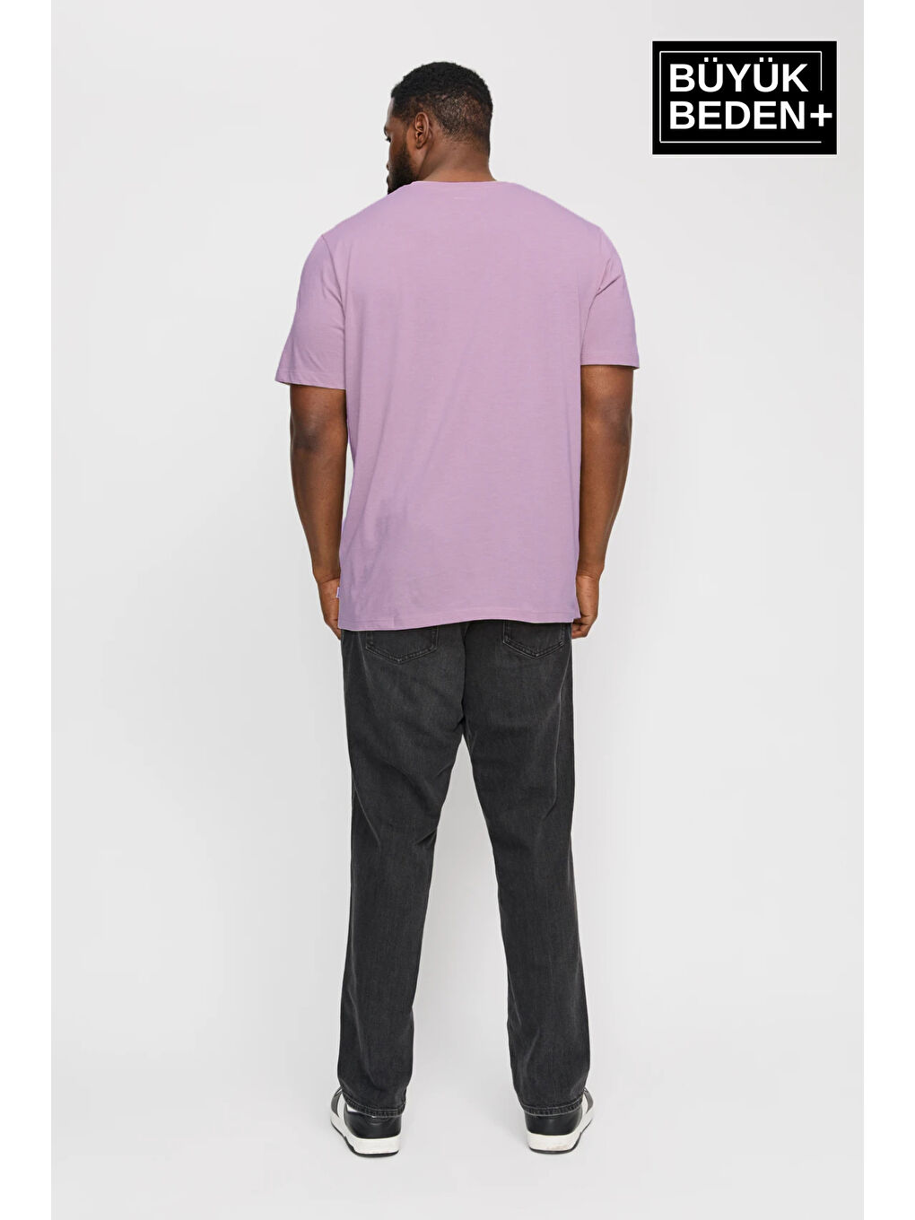 Lila Erkek  Bisiklet Yaka Büyük Beden Tişört SPRBTS10-1