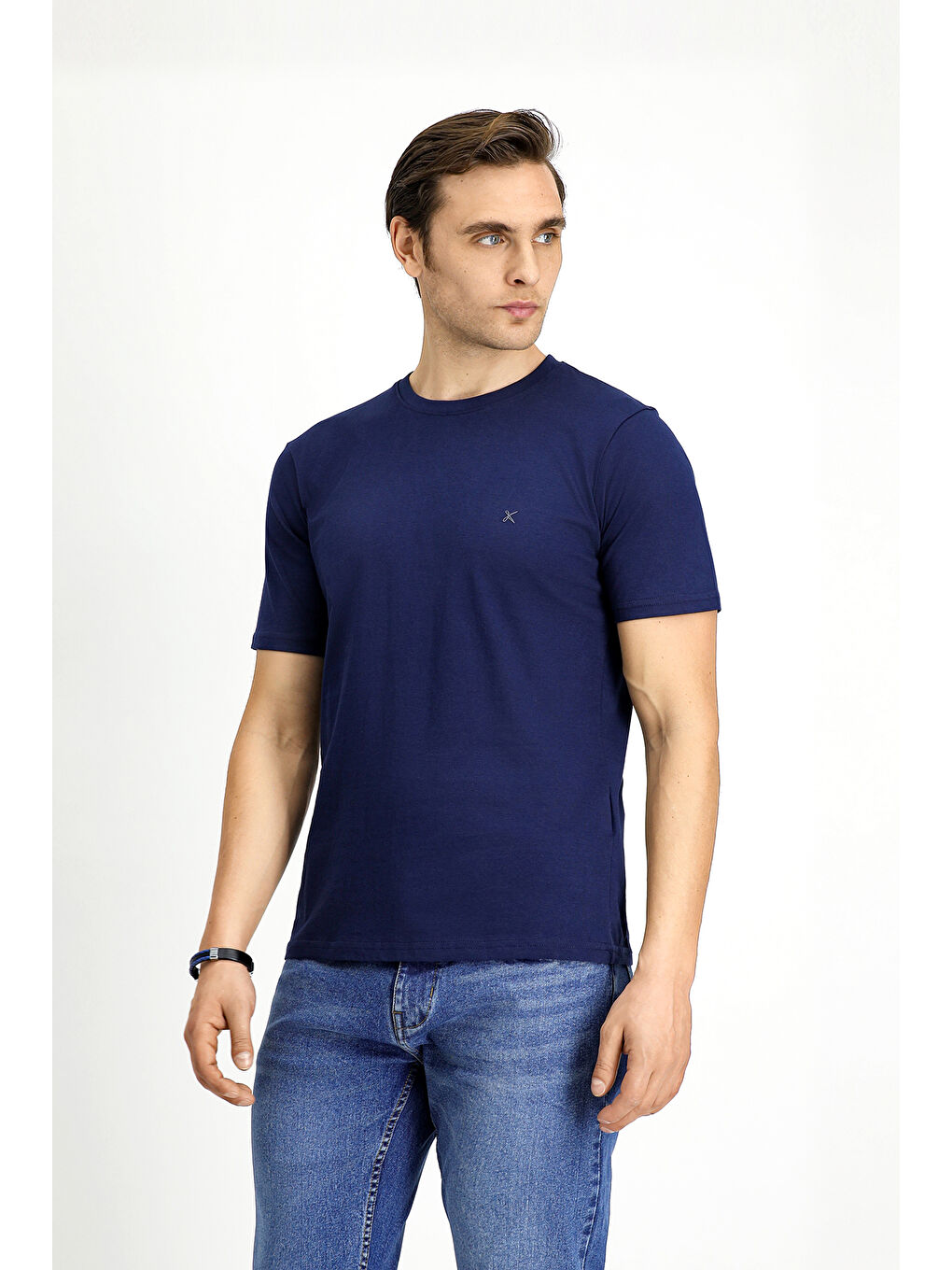 Beyaz Bisiklet Yaka Regular Fit Pamuk 3'lü %100 Pamuk Tişört Seti-3