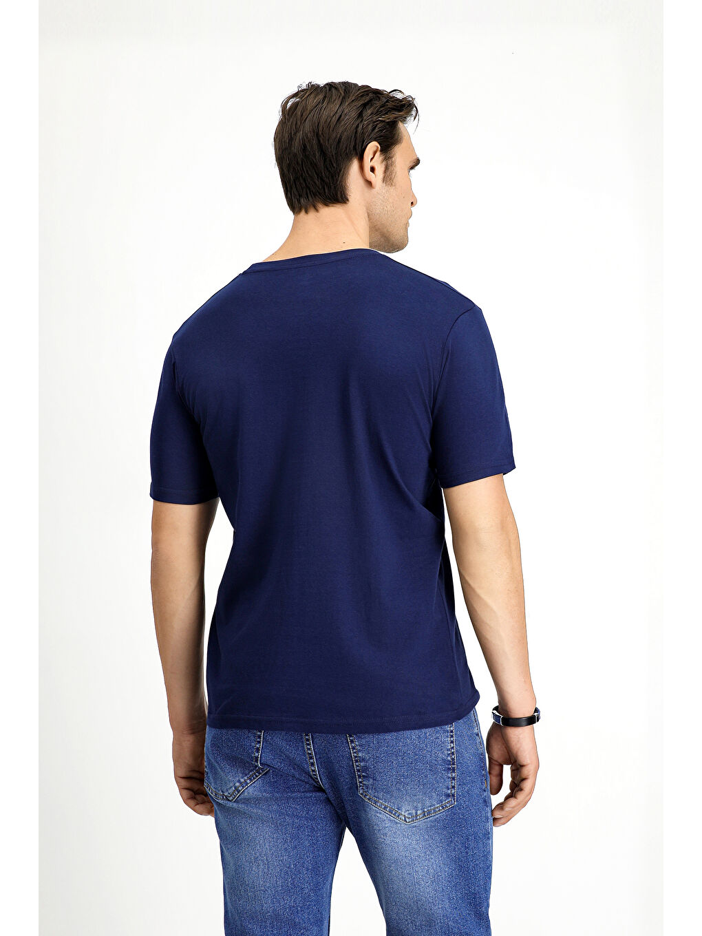 Beyaz Bisiklet Yaka Regular Fit Pamuk 3'lü %100 Pamuk Tişört Seti-4