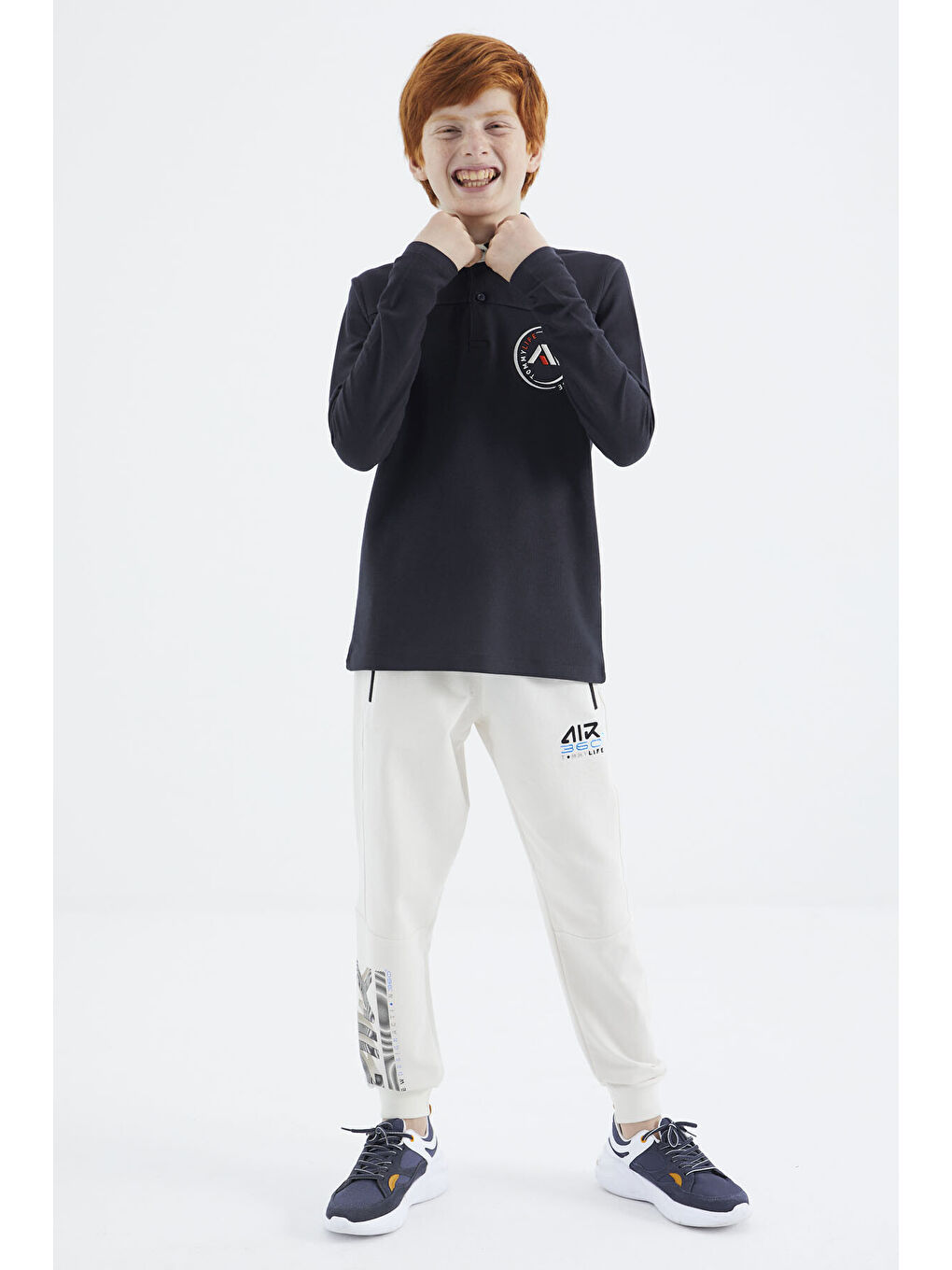 Lacivert Polo Yaka Erkek Çocuk Tişört - 11172-1